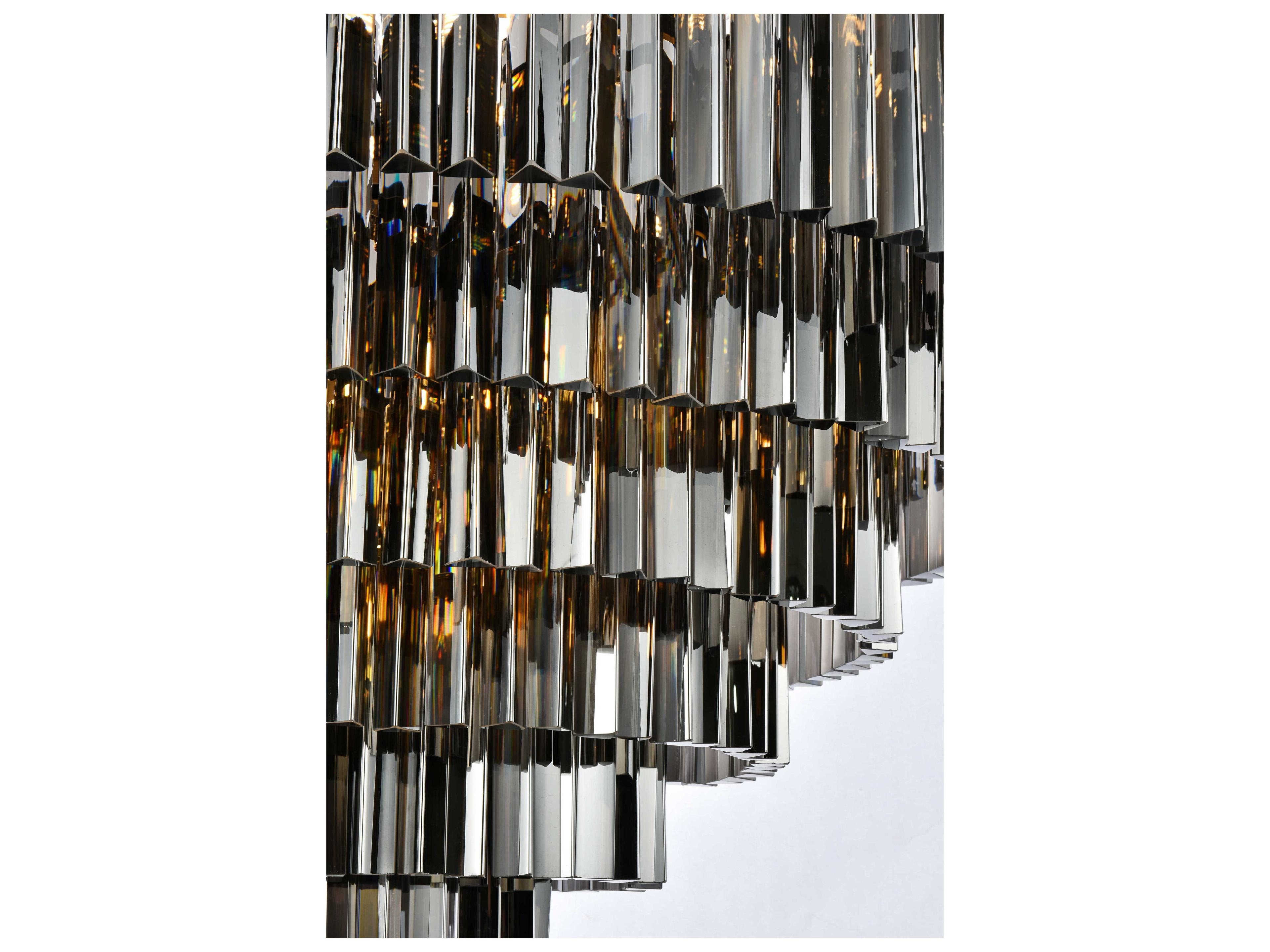 Elegant Lighting Sydney 33-Light Matte Black Silver Crystal Tiered Pendant