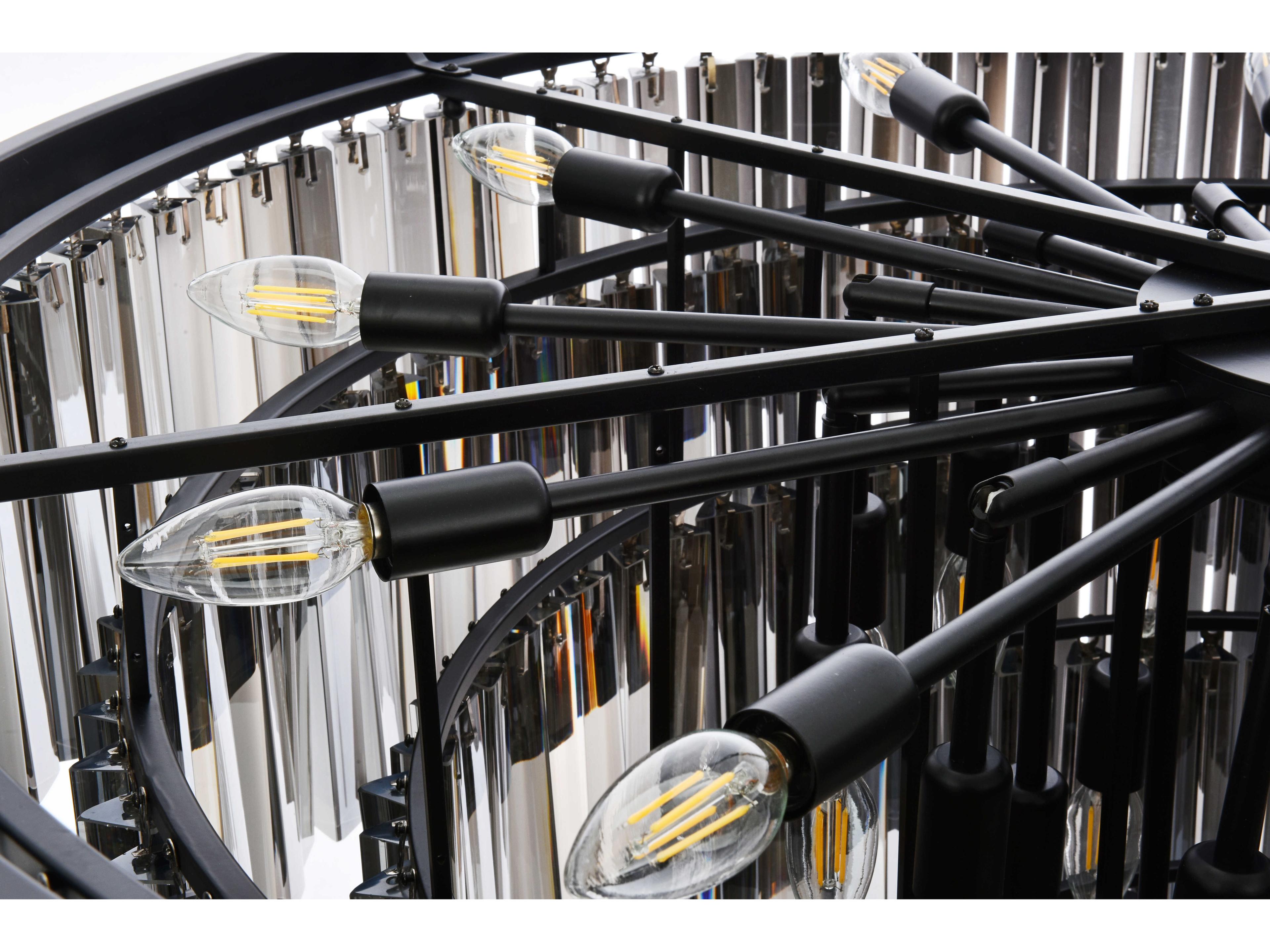 Elegant Lighting Sydney 33-Light Matte Black Silver Crystal Tiered Pendant