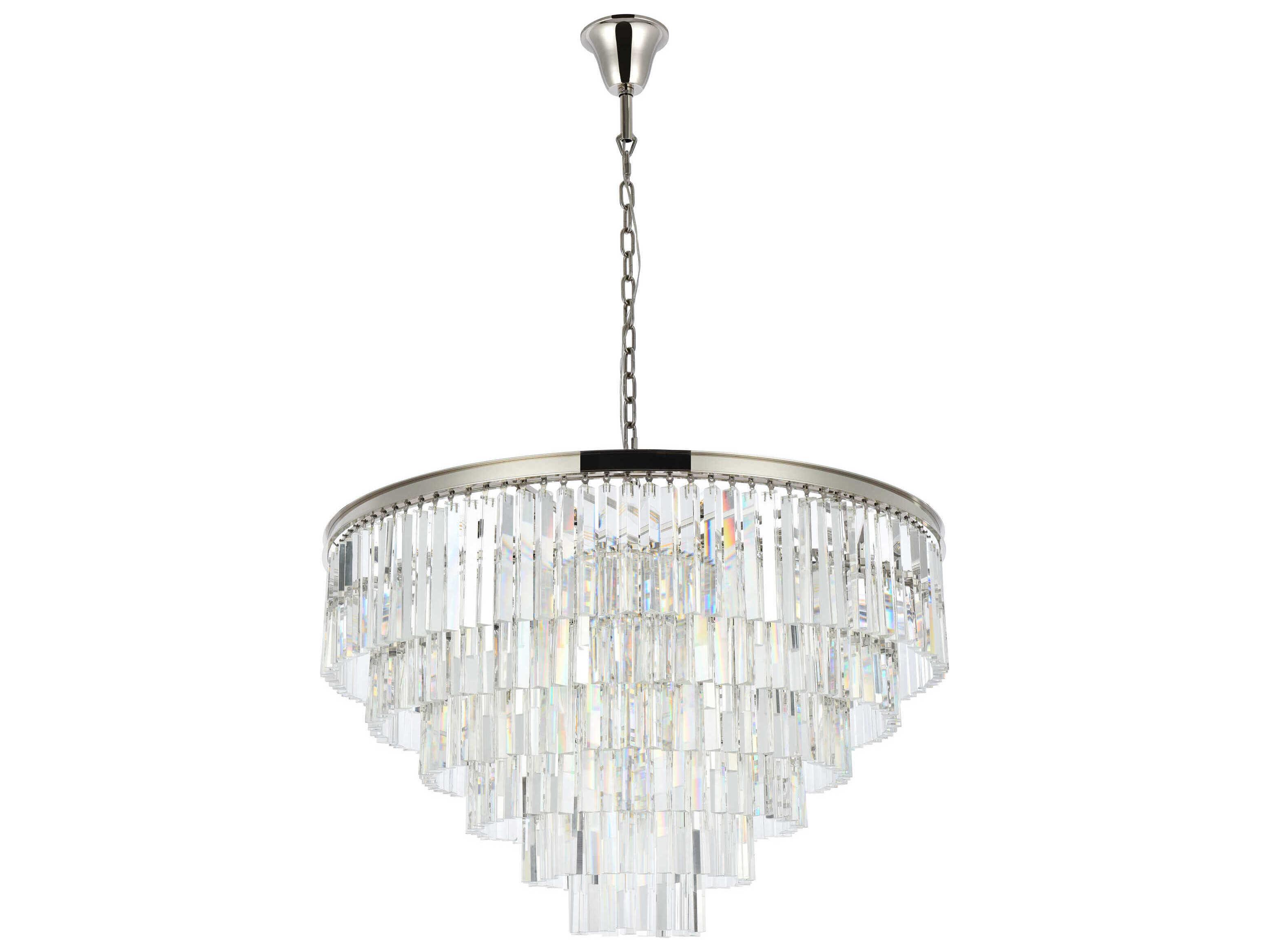 Elegant Lighting Sydney 33-Light Polished Nickel Clear Crystal Tiered Pendant