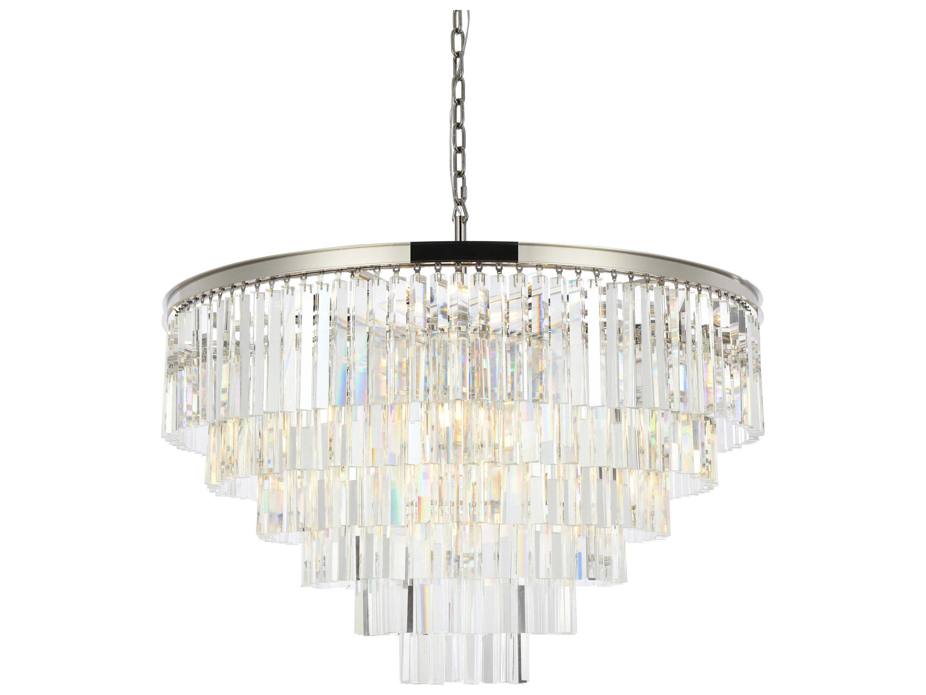 Elegant Lighting Sydney 33-Light Polished Nickel Clear Crystal Tiered Pendant