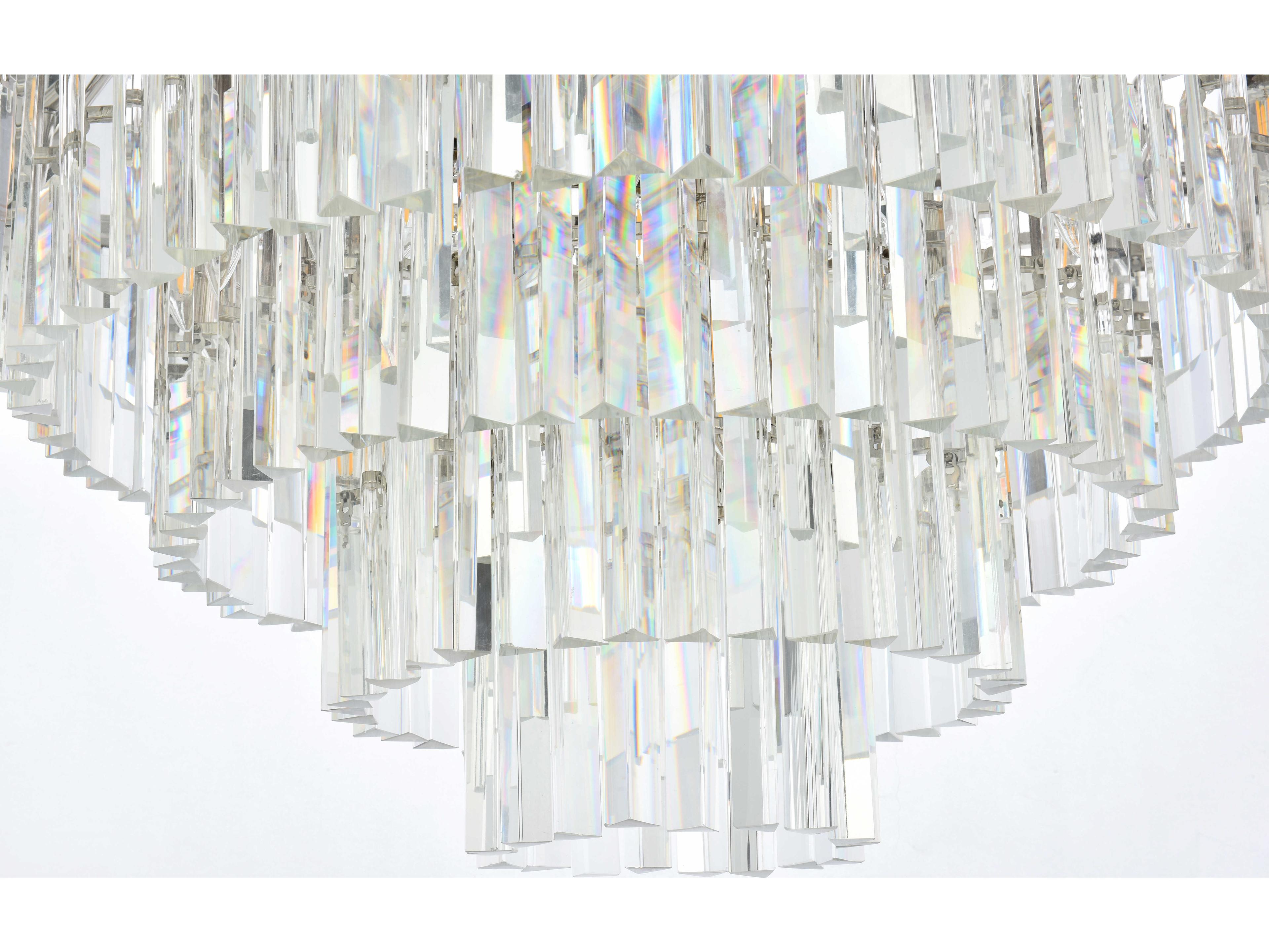 Elegant Lighting Sydney 33-Light Polished Nickel Clear Crystal Tiered Pendant