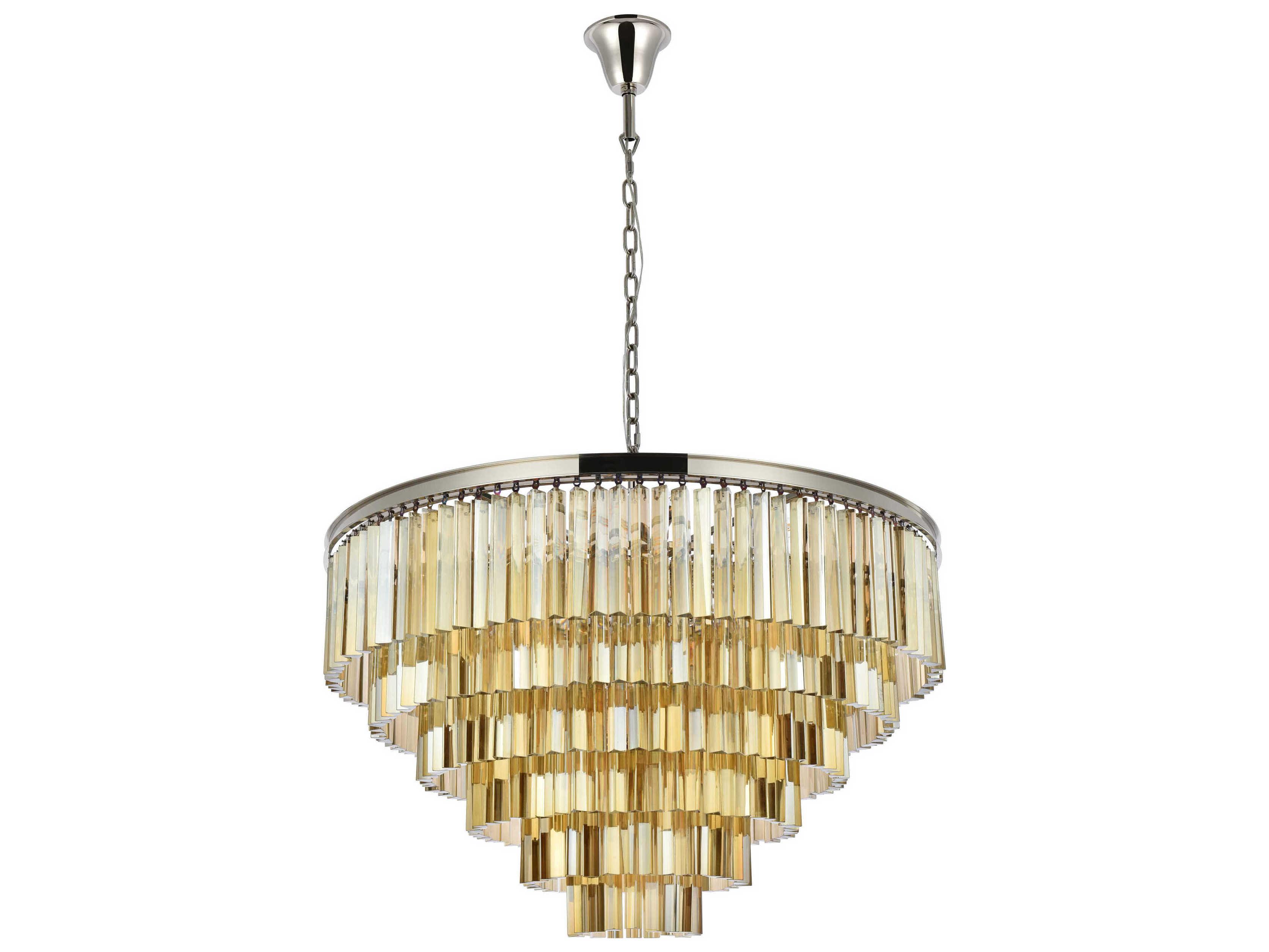 Elegant Lighting Sydney 33-Light Polished Nickel Gold Crystal Tiered Pendant