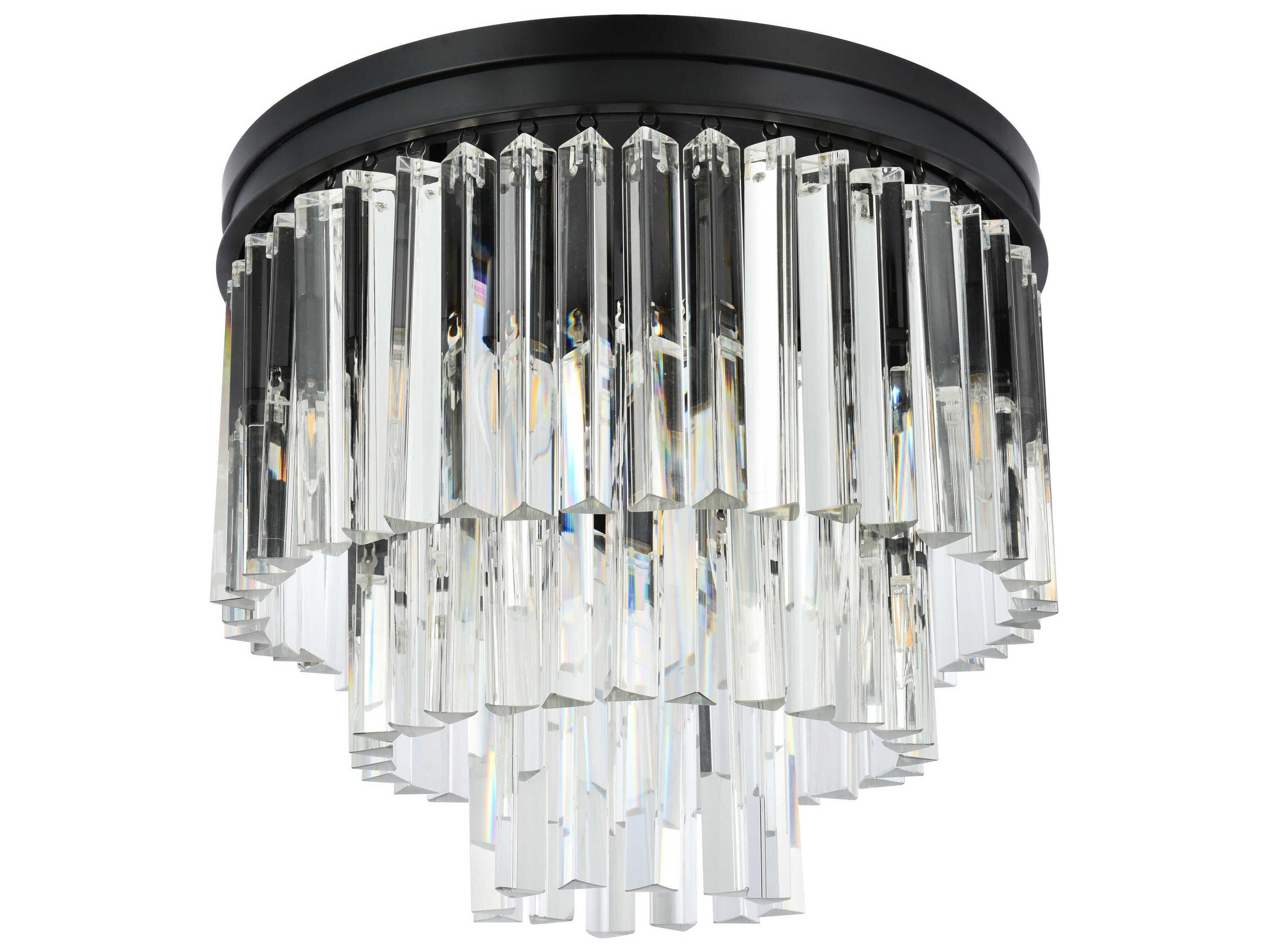Elegant Lighting Urban Mocha Brown Clear Crystal Drum Tiered Flush Mount