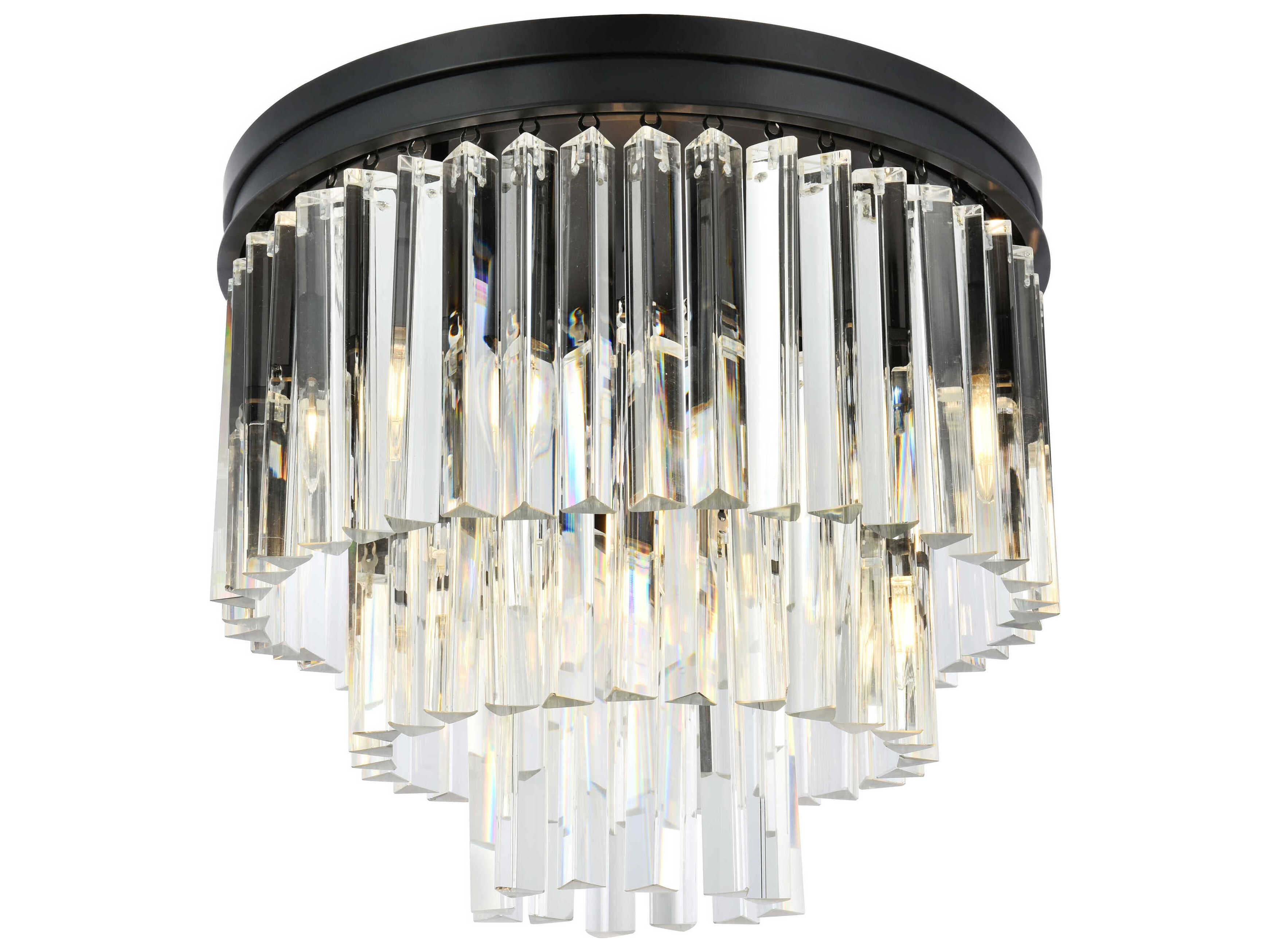 Elegant Lighting Urban Mocha Brown Clear Crystal Drum Tiered Flush Mount