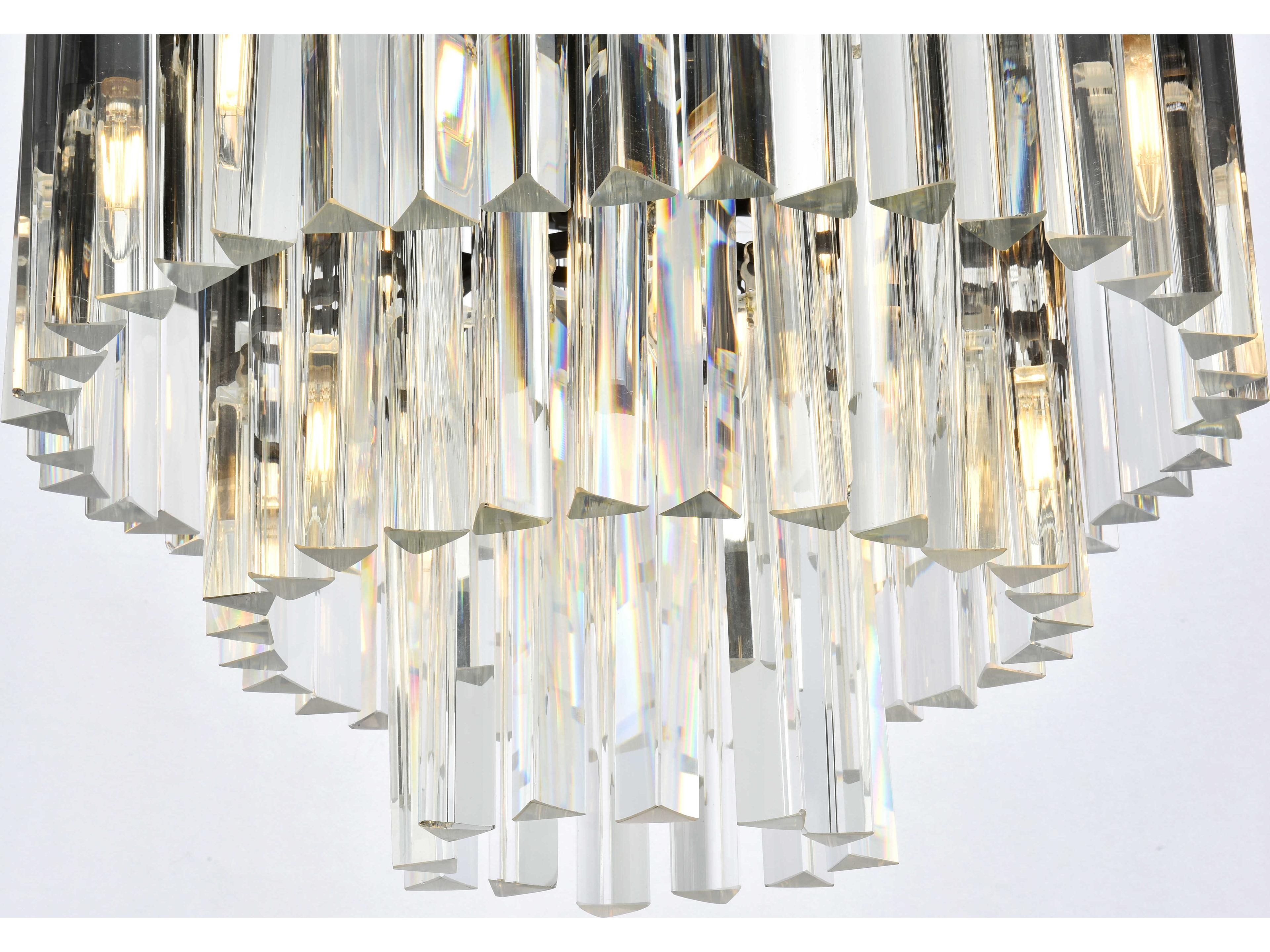 Elegant Lighting Urban Mocha Brown Clear Crystal Drum Tiered Flush Mount