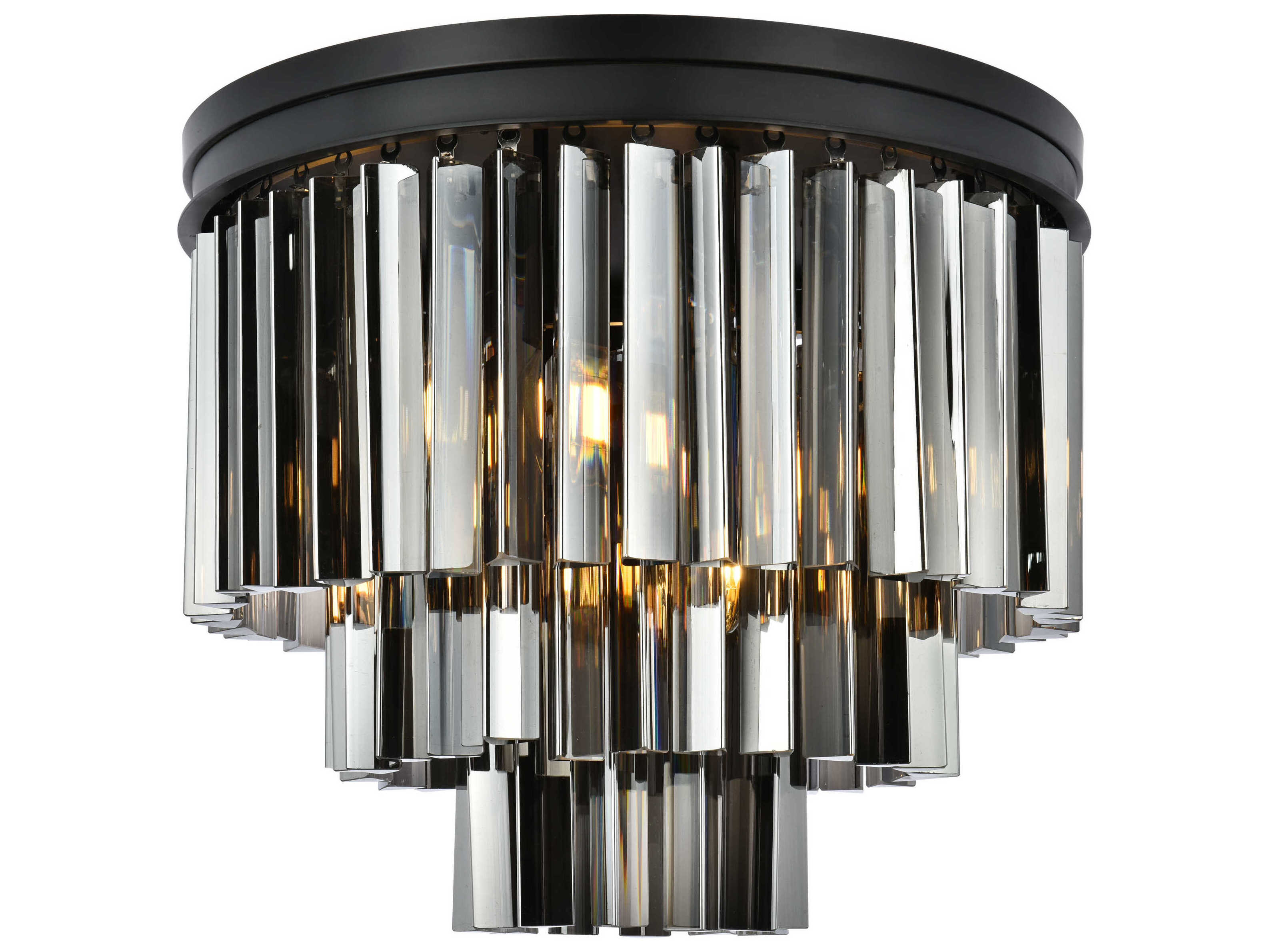 Elegant Lighting Sydney 9-Light Matte Black Silver Crystal Tiered Flush Mount