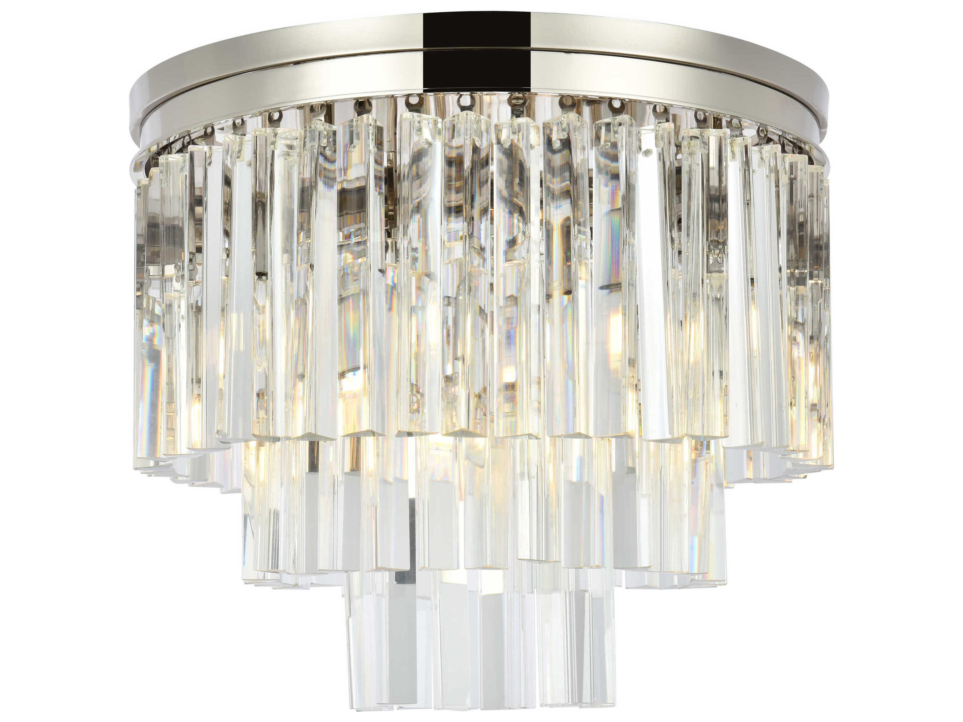 Elegant Lighting Urban Polished Nickel Clear Crystal Drum Tiered Flush Mount