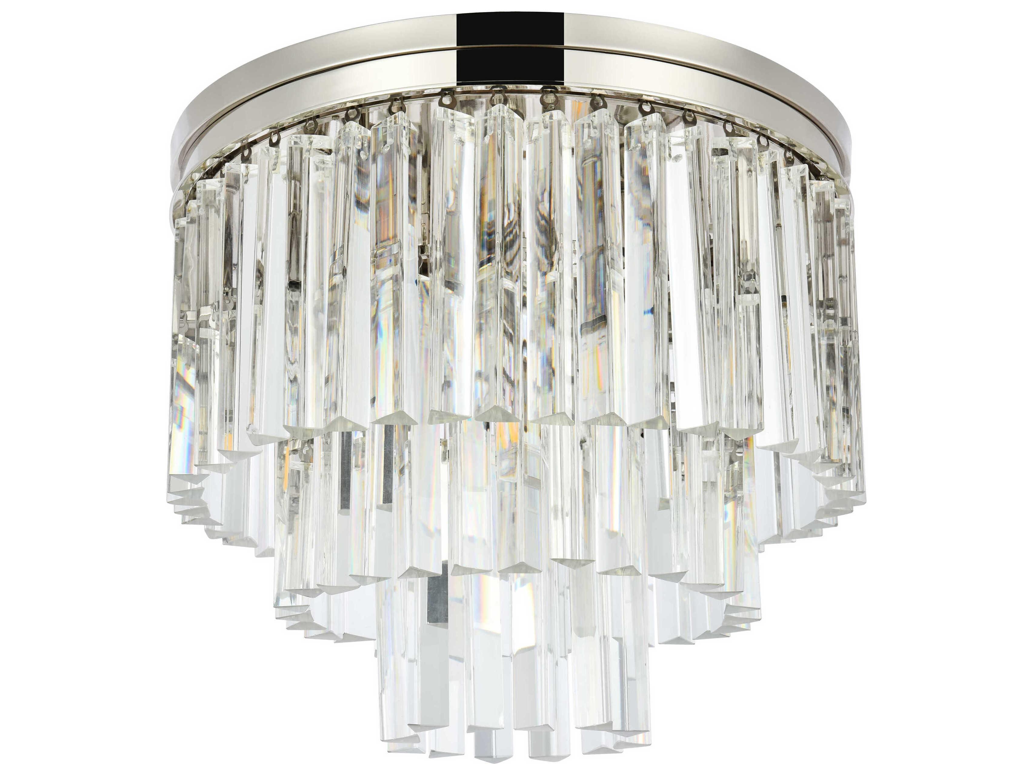 Elegant Lighting Urban Polished Nickel Clear Crystal Drum Tiered Flush Mount