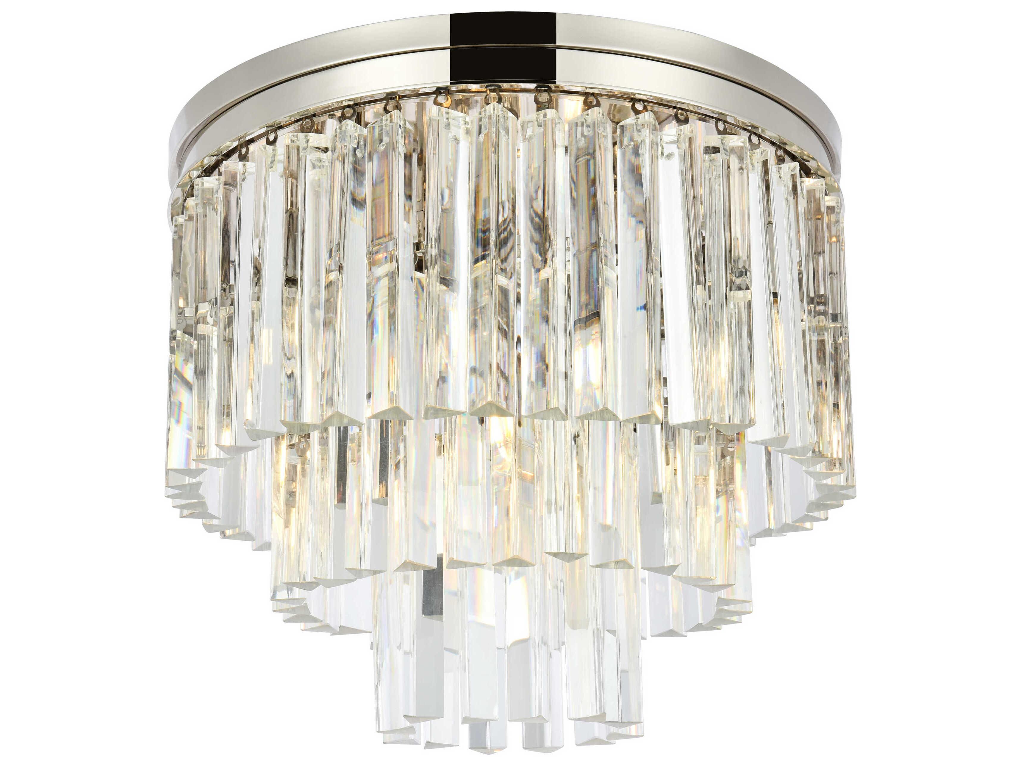 Elegant Lighting Urban Polished Nickel Clear Crystal Drum Tiered Flush Mount