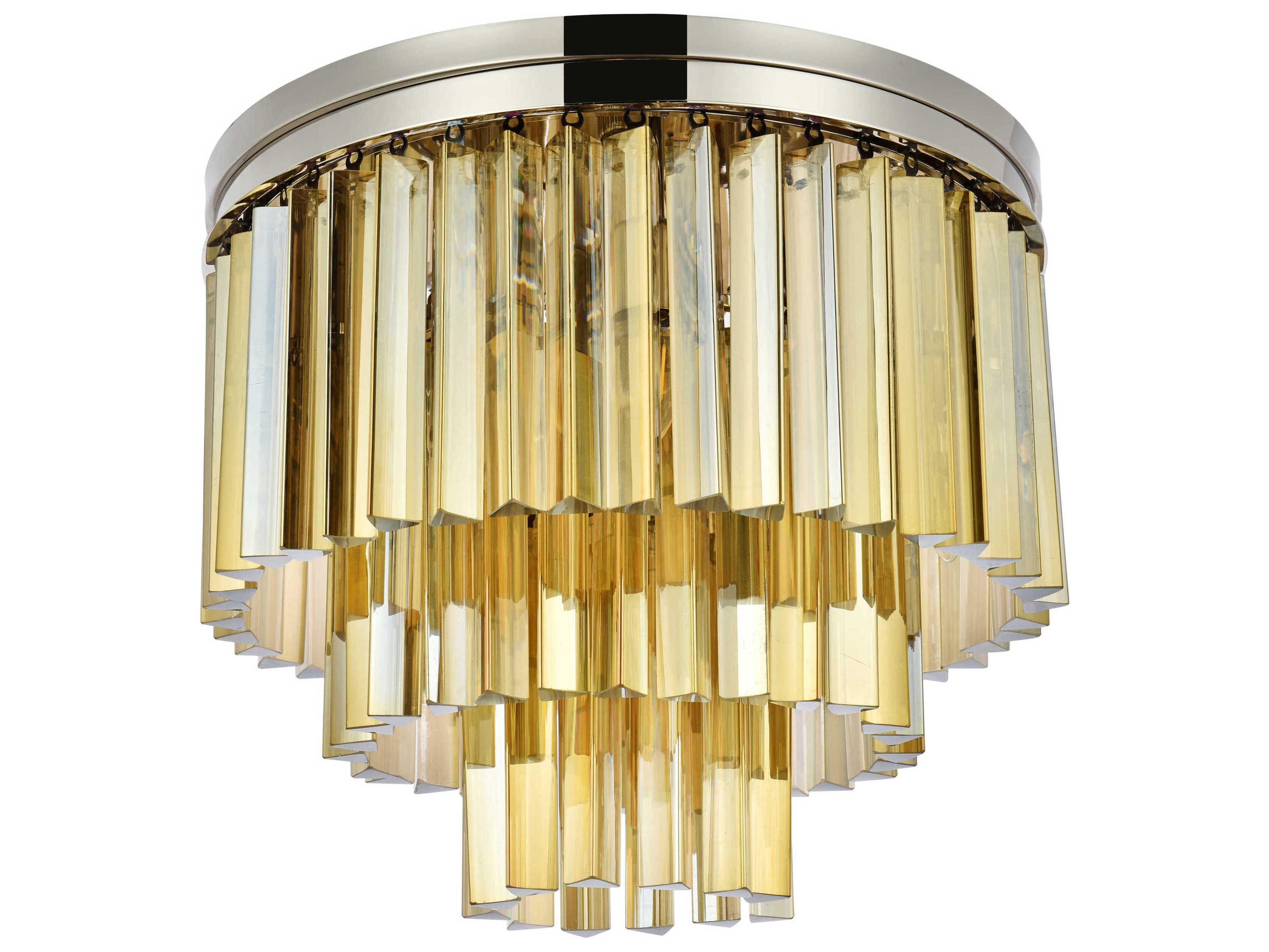 Elegant Lighting Sydney 9-Light Polished Nickel Gold Crystal Tiered Flush Mount