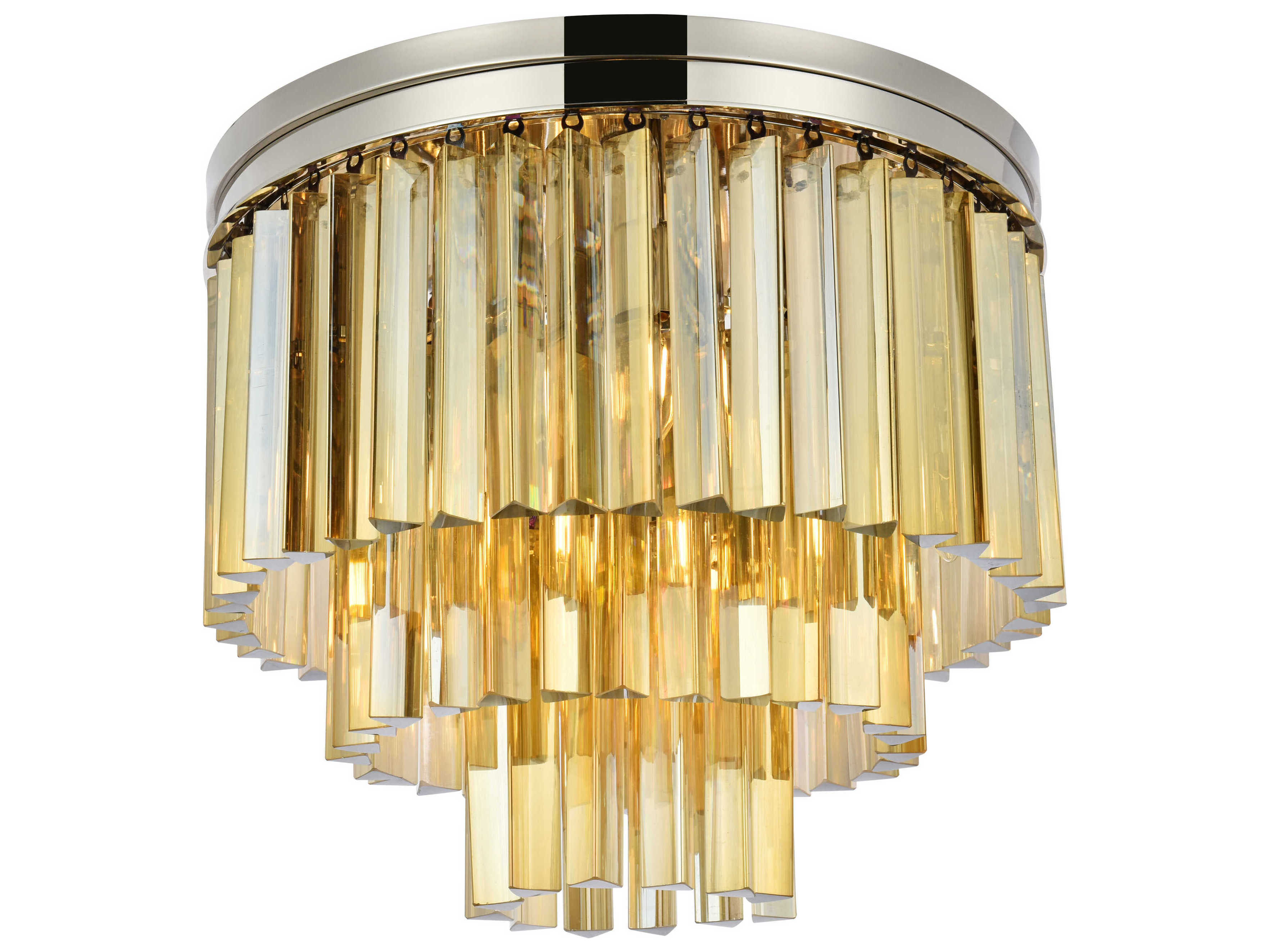 Elegant Lighting Sydney 9-Light Polished Nickel Gold Crystal Tiered Flush Mount