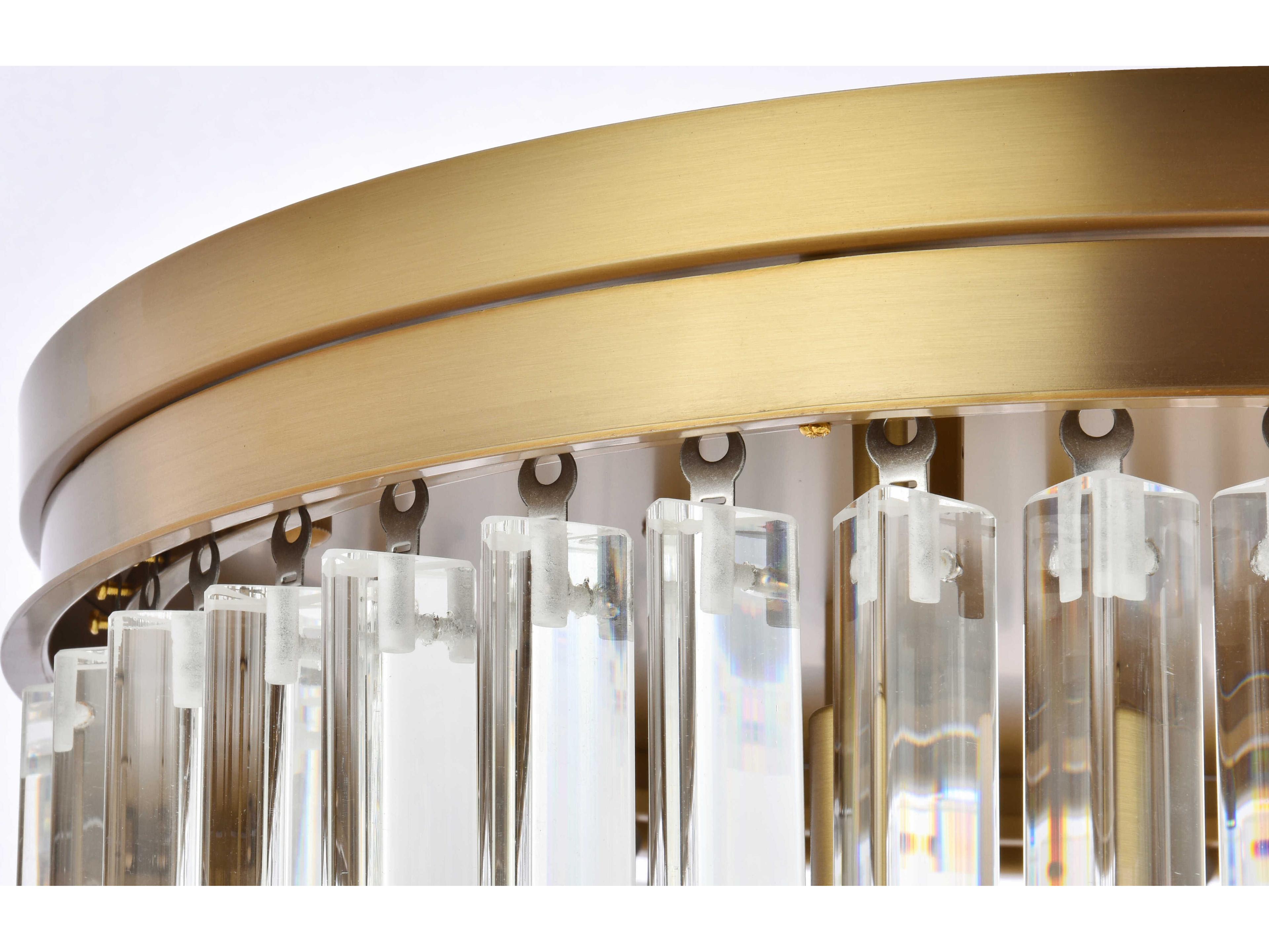 Elegant Lighting Sydney 9-Light Satin Gold Clear Tiered Flush Mount