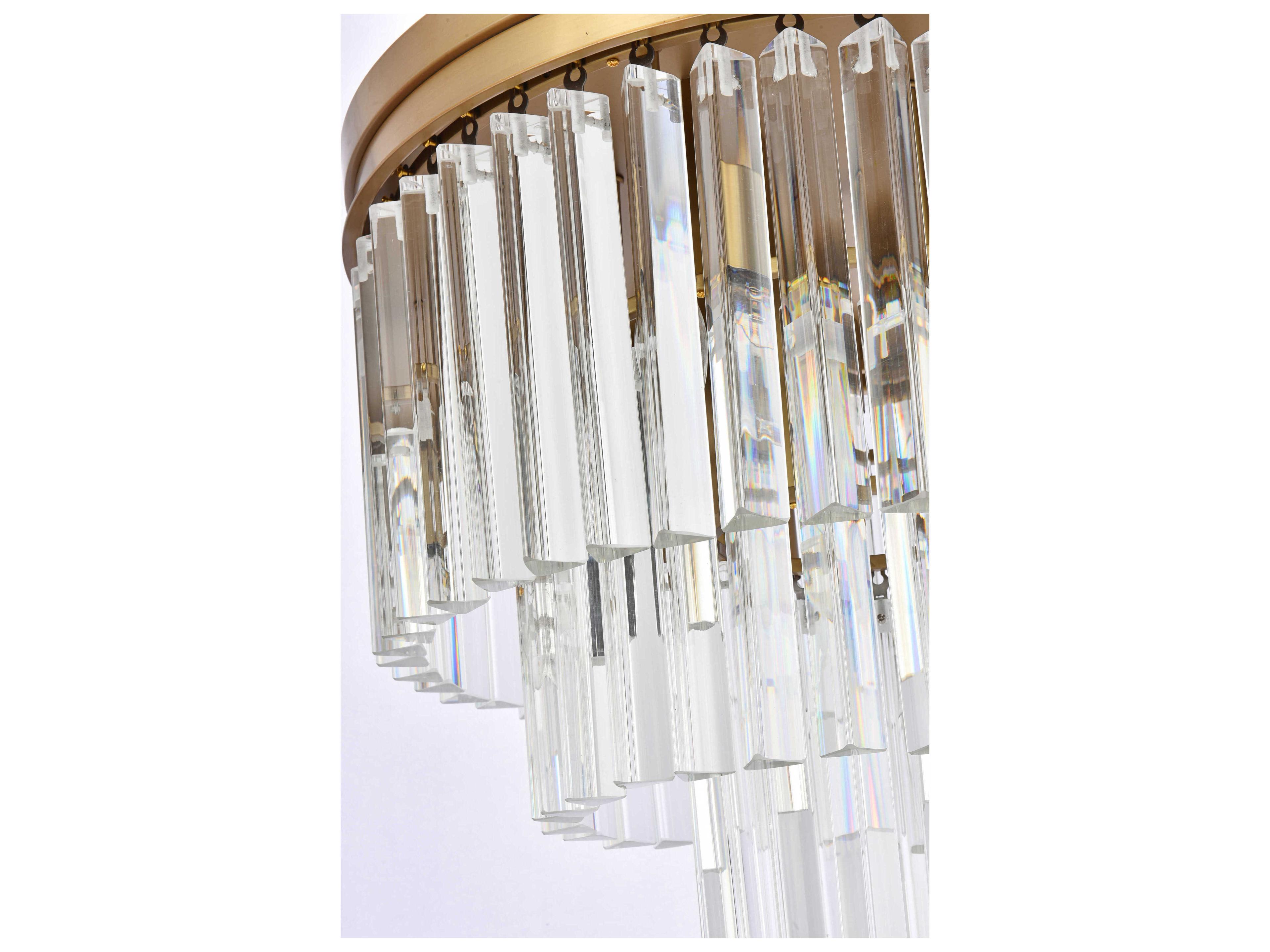 Elegant Lighting Sydney 9-Light Satin Gold Clear Tiered Flush Mount