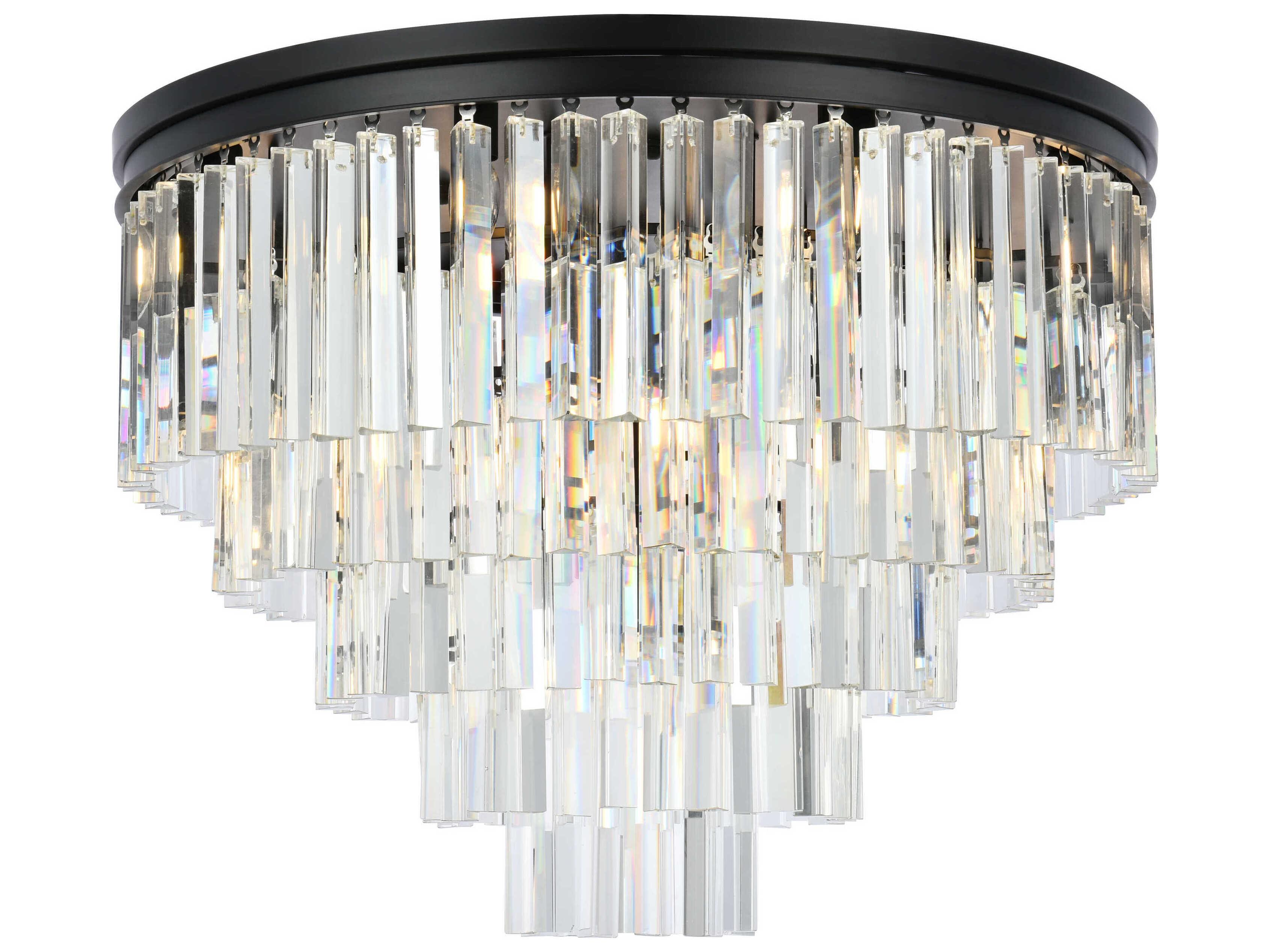 Elegant Lighting Urban Mocha Brown Clear Crystal Drum Tiered Flush Mount