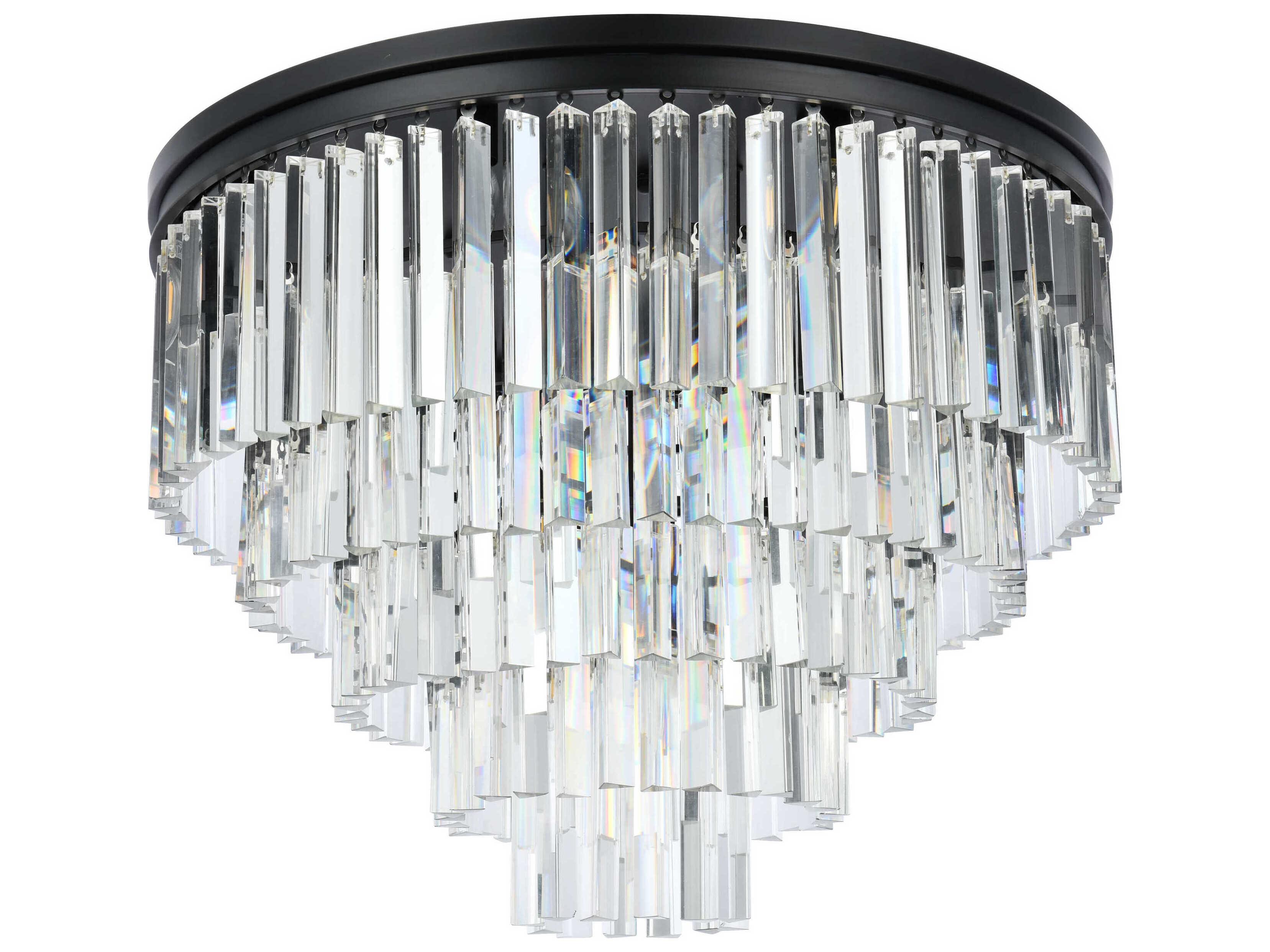 Elegant Lighting Urban Mocha Brown Clear Crystal Drum Tiered Flush Mount