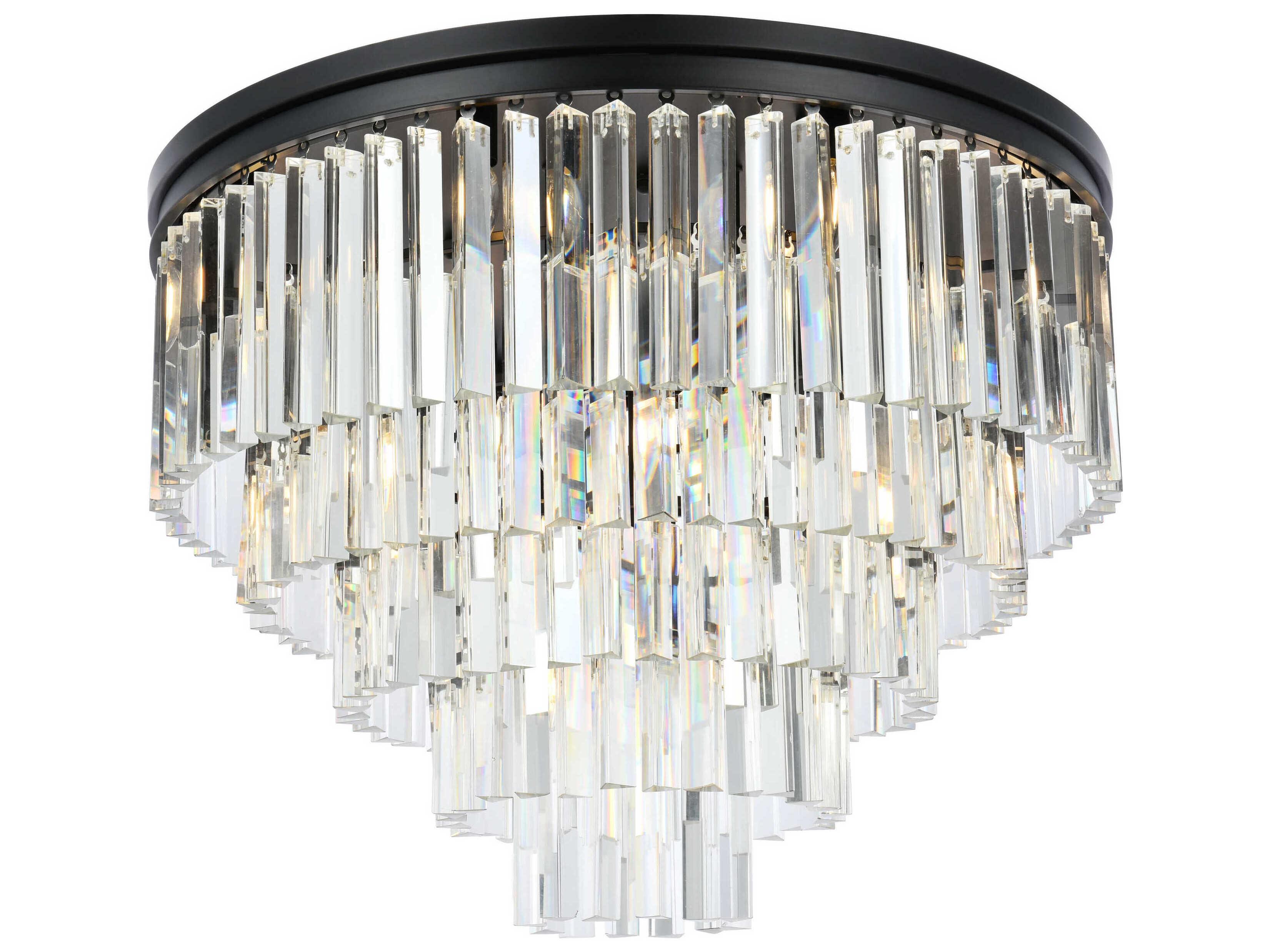 Elegant Lighting Urban Mocha Brown Clear Crystal Drum Tiered Flush Mount