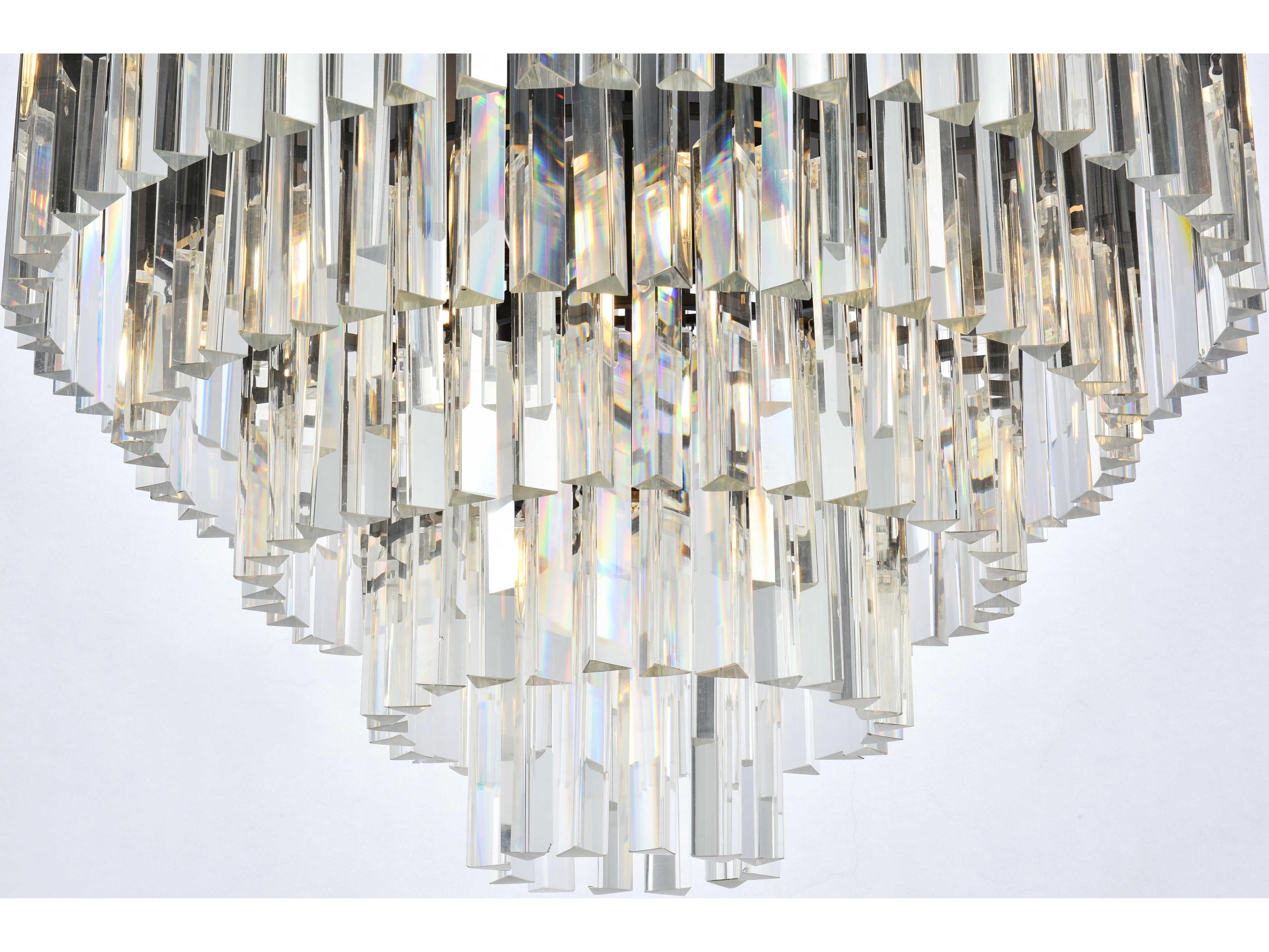 Elegant Lighting Urban Mocha Brown Clear Crystal Drum Tiered Flush Mount