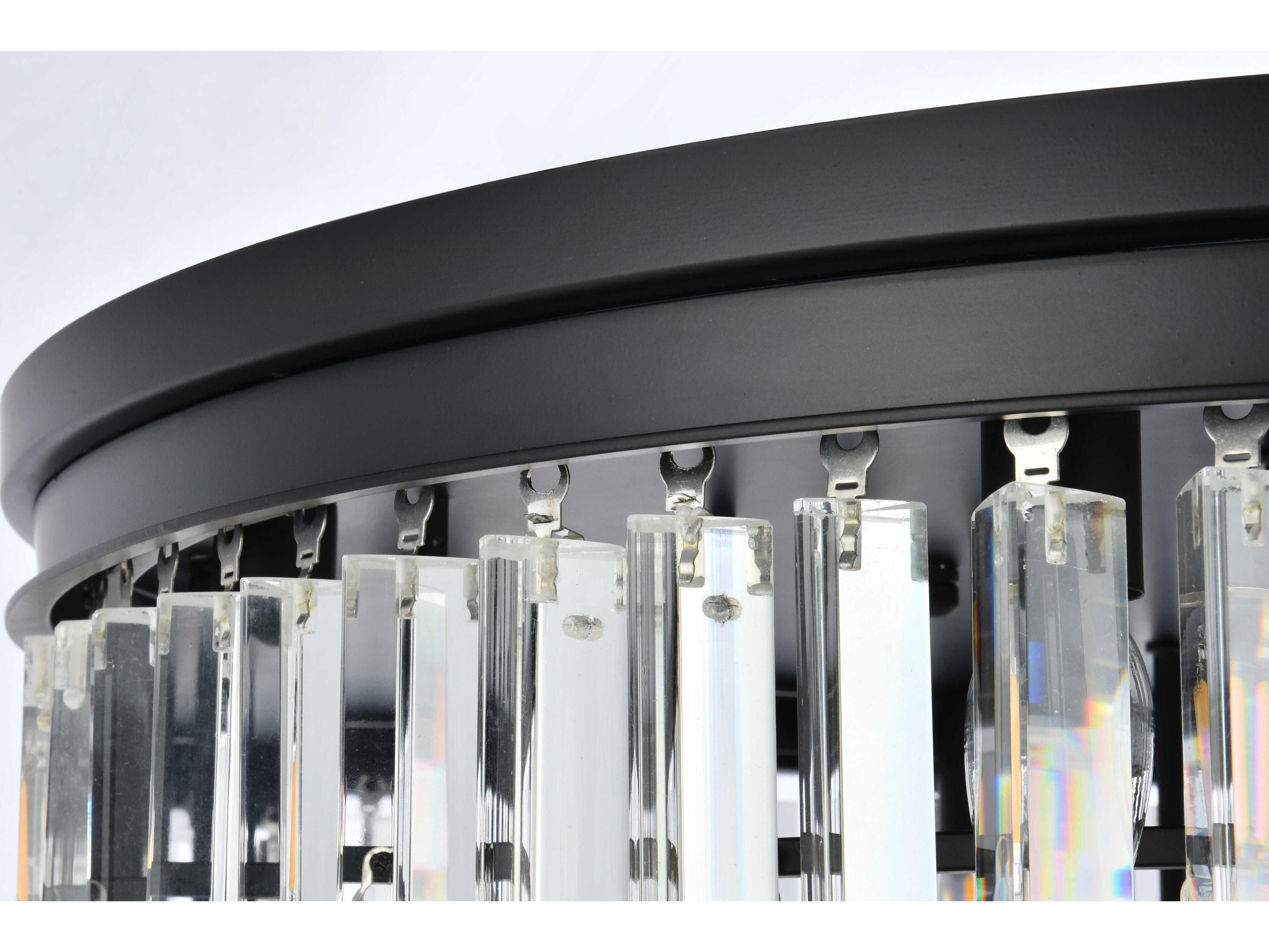 Elegant Lighting Urban Mocha Brown Clear Crystal Drum Tiered Flush Mount