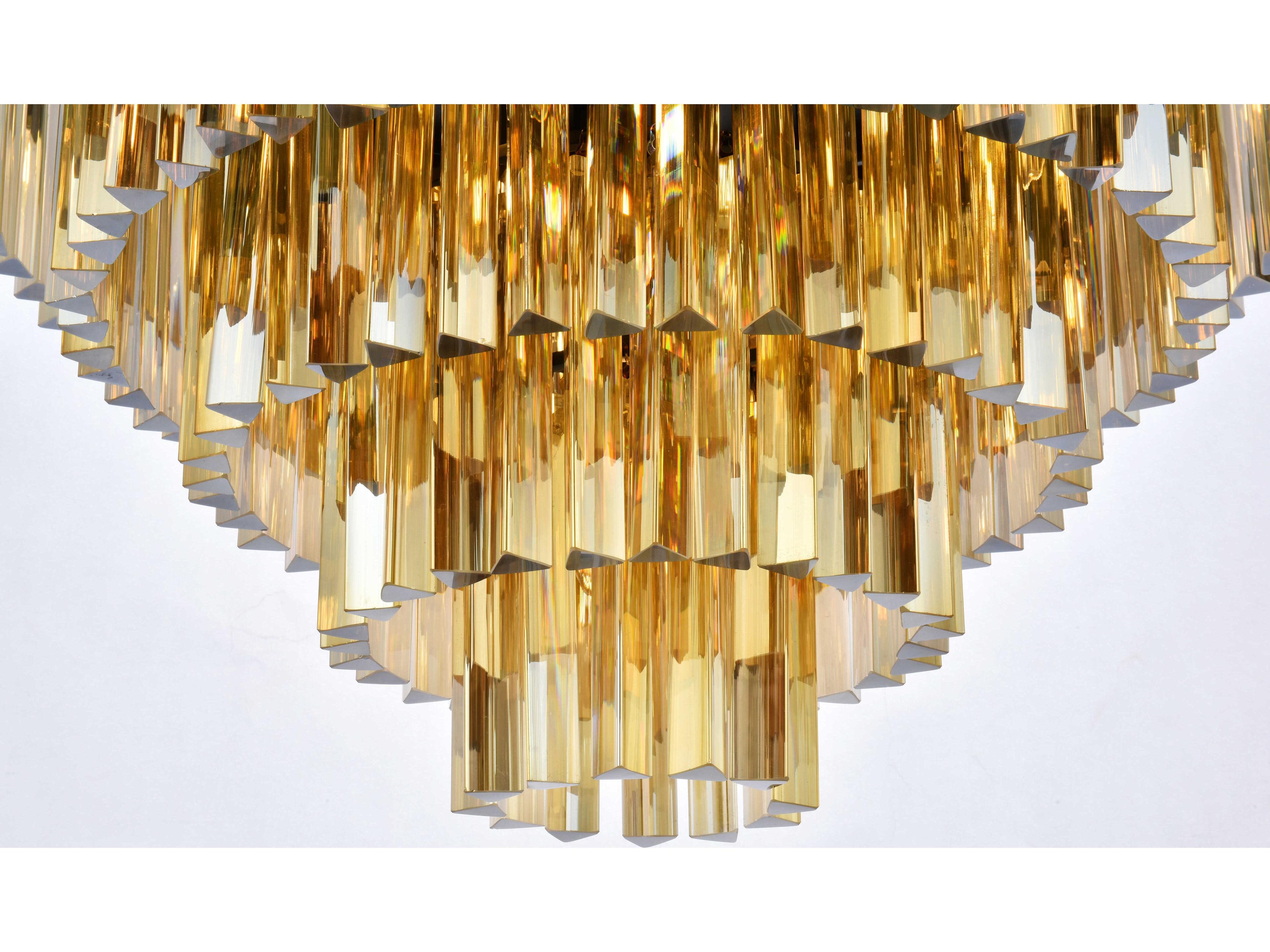 Elegant Lighting Sydney 17-Light Matte Black Gold Crystal Tiered Flush Mount