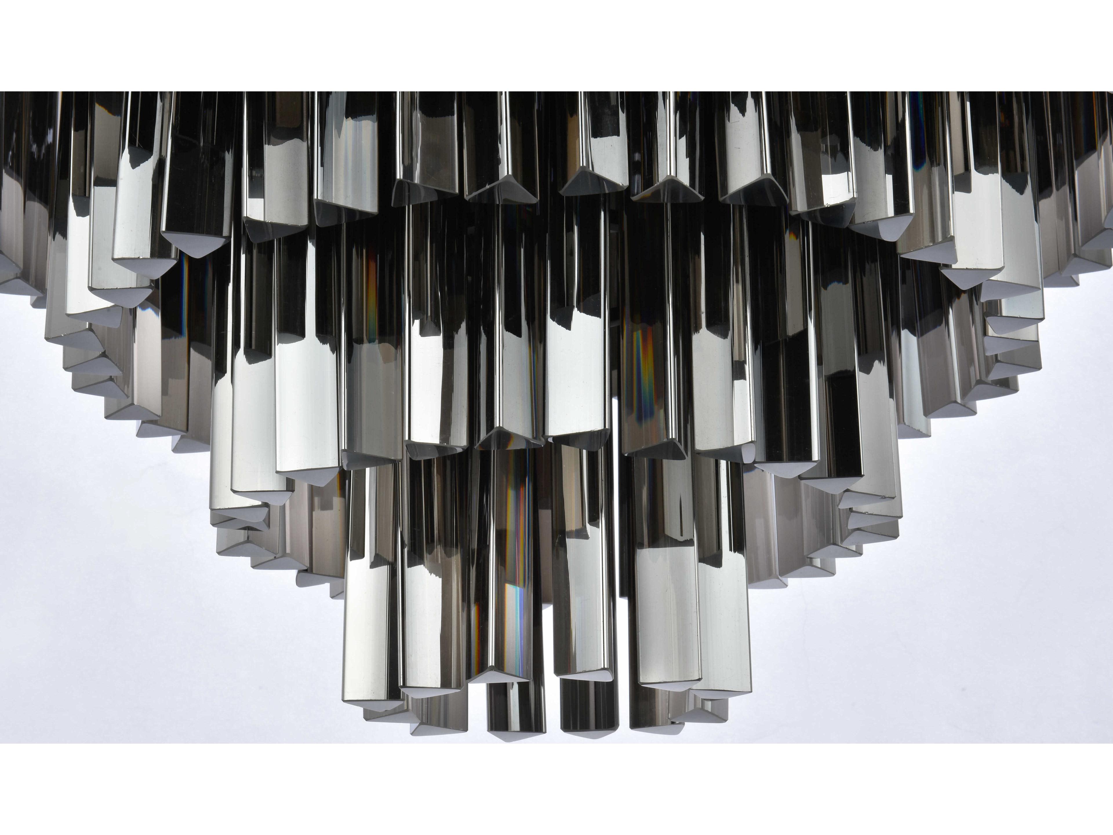 Elegant Lighting Sydney 17-Light Matte Black Silver Crystal Tiered Flush Mount