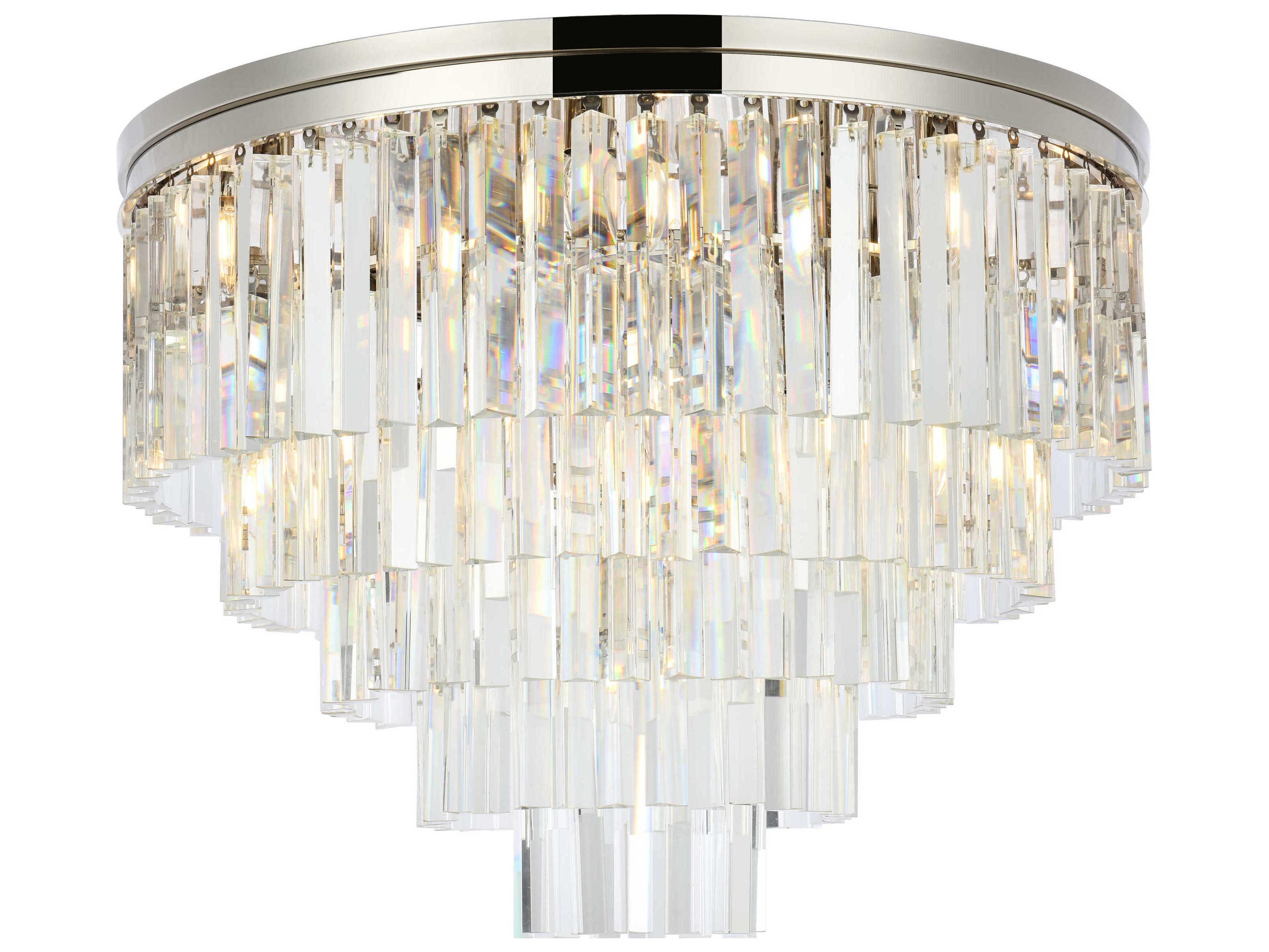 Elegant Lighting Urban Polished Nickel Clear Crystal Drum Tiered Flush Mount