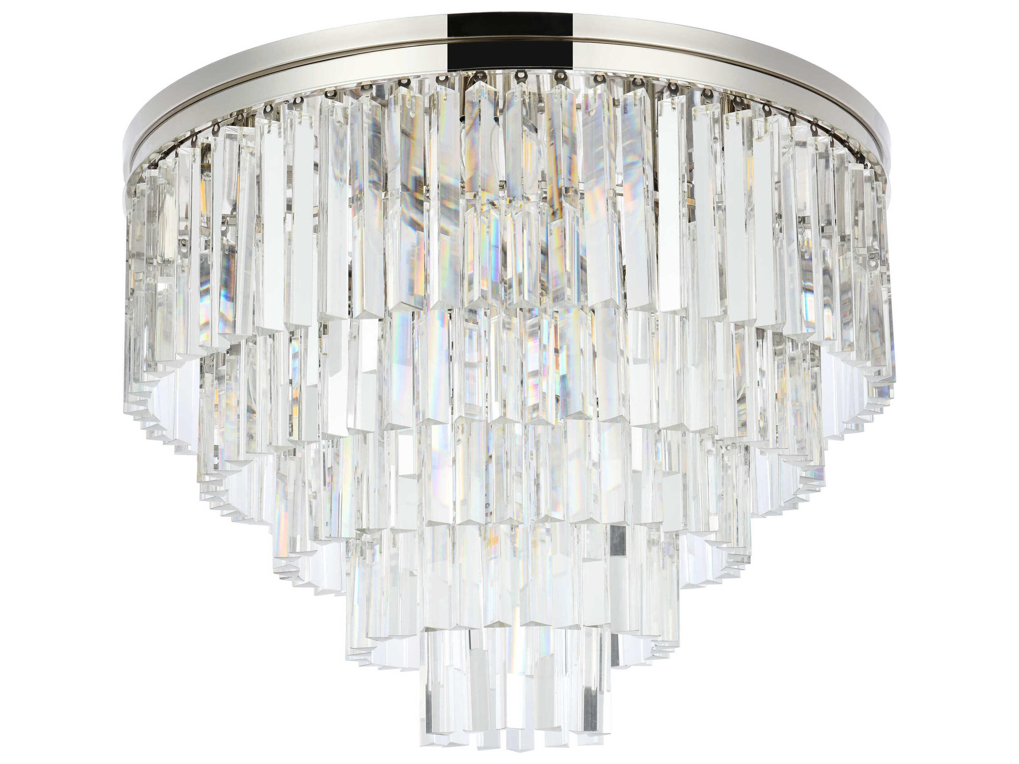 Elegant Lighting Urban Polished Nickel Clear Crystal Drum Tiered Flush Mount