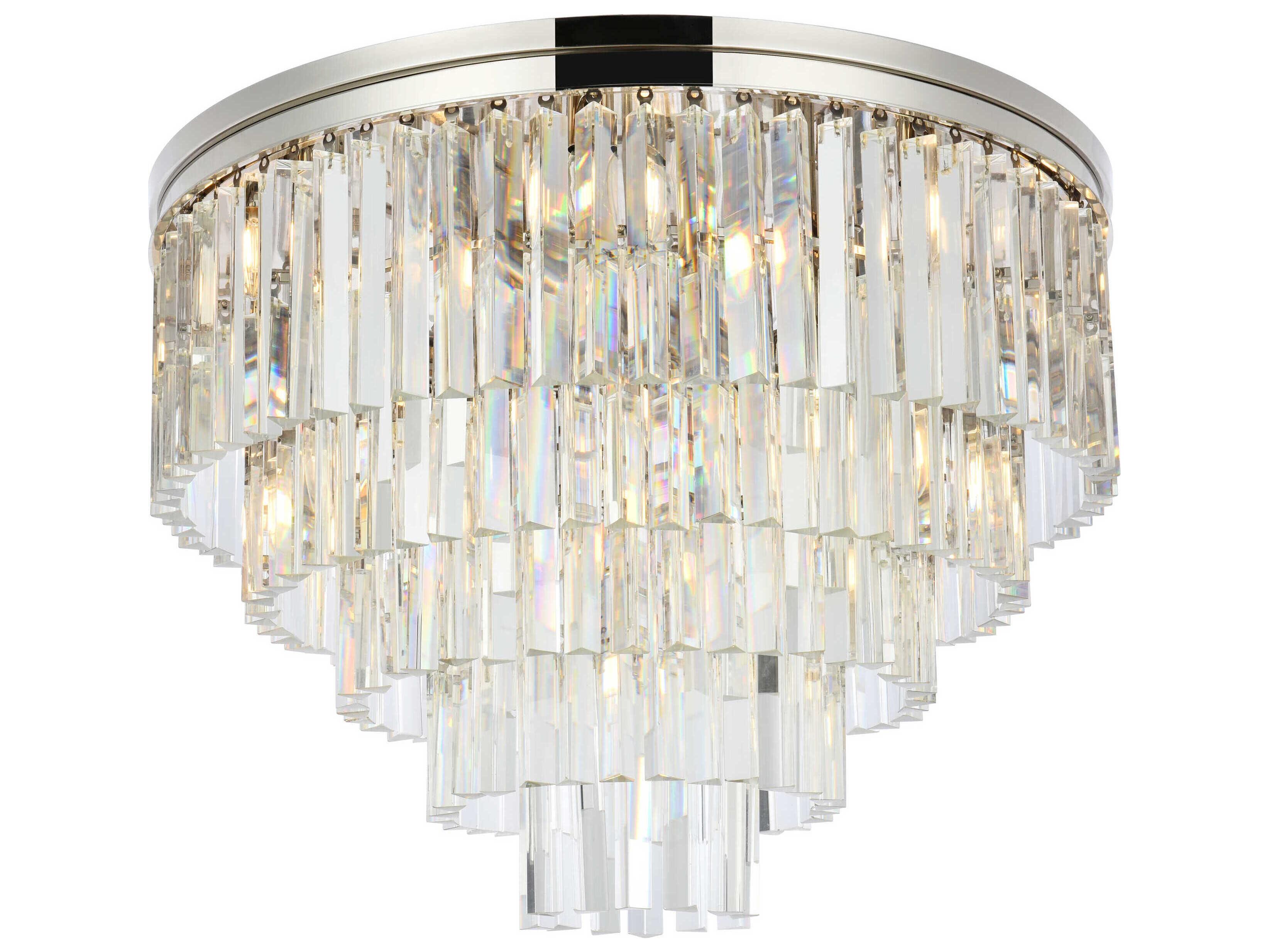 Elegant Lighting Urban Polished Nickel Clear Crystal Drum Tiered Flush Mount