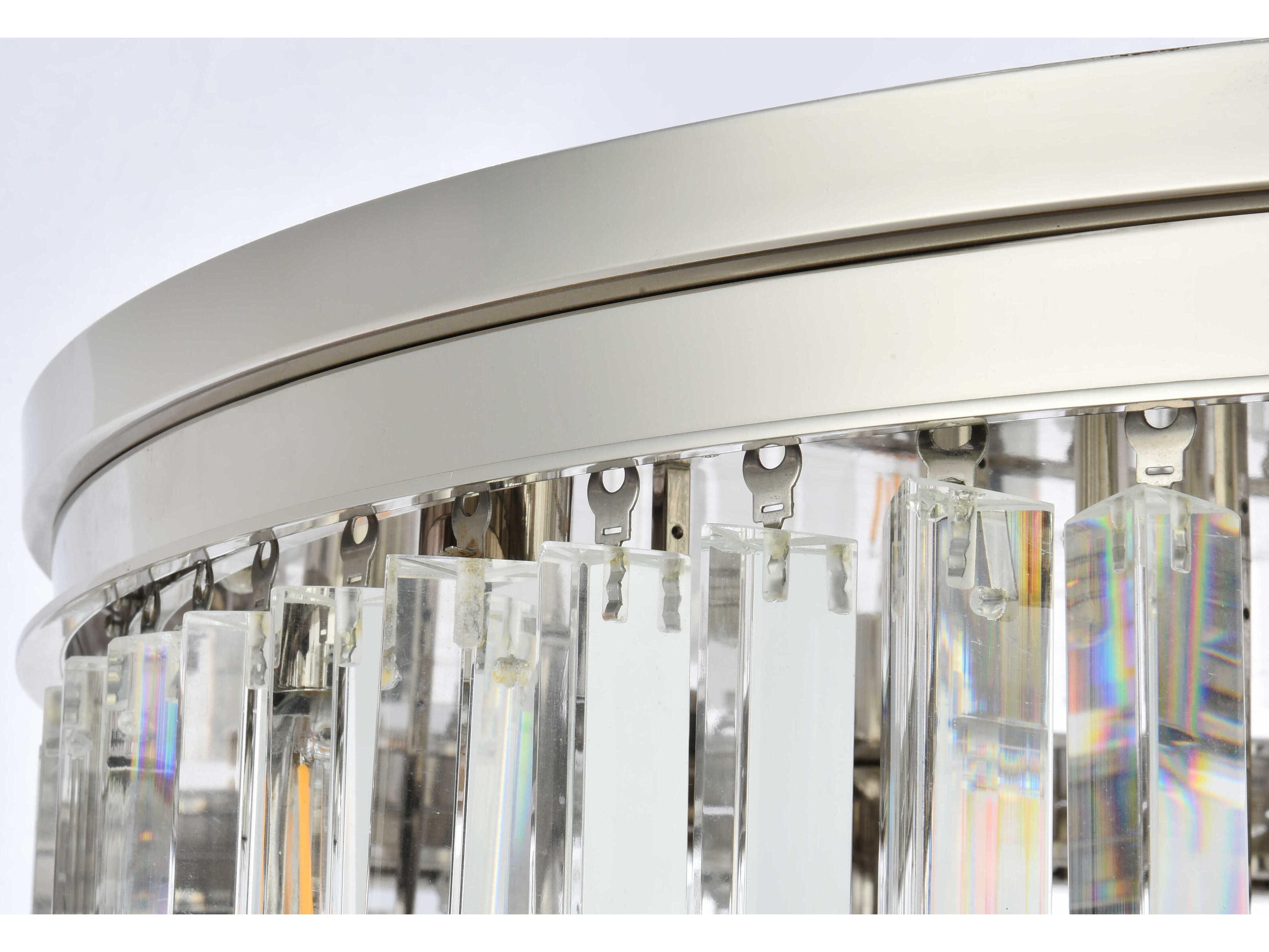 Elegant Lighting Urban Polished Nickel Clear Crystal Drum Tiered Flush Mount