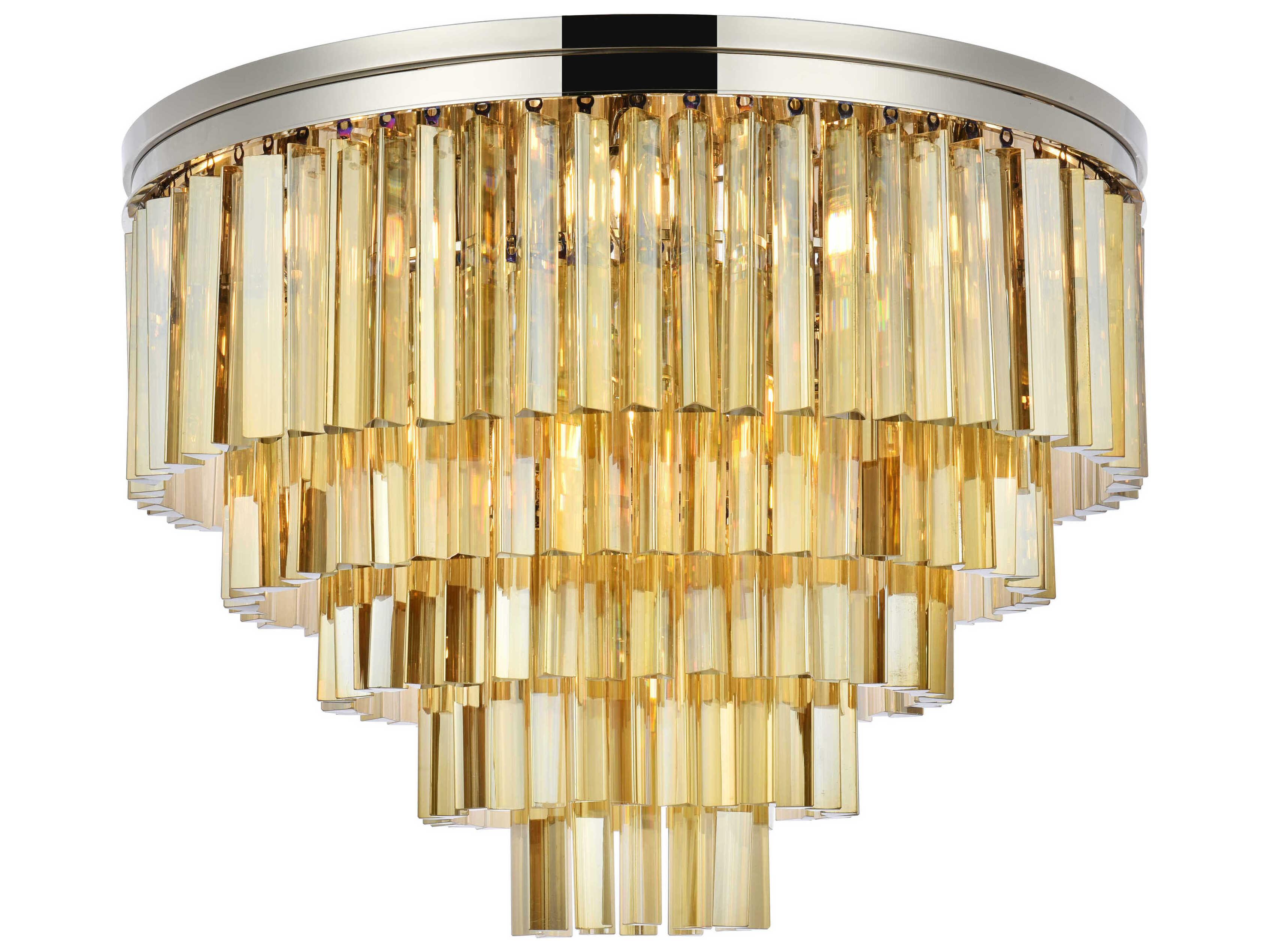 Elegant Lighting Sydney 17-Light Polished Nickel Crystal Tiered Flush Mount