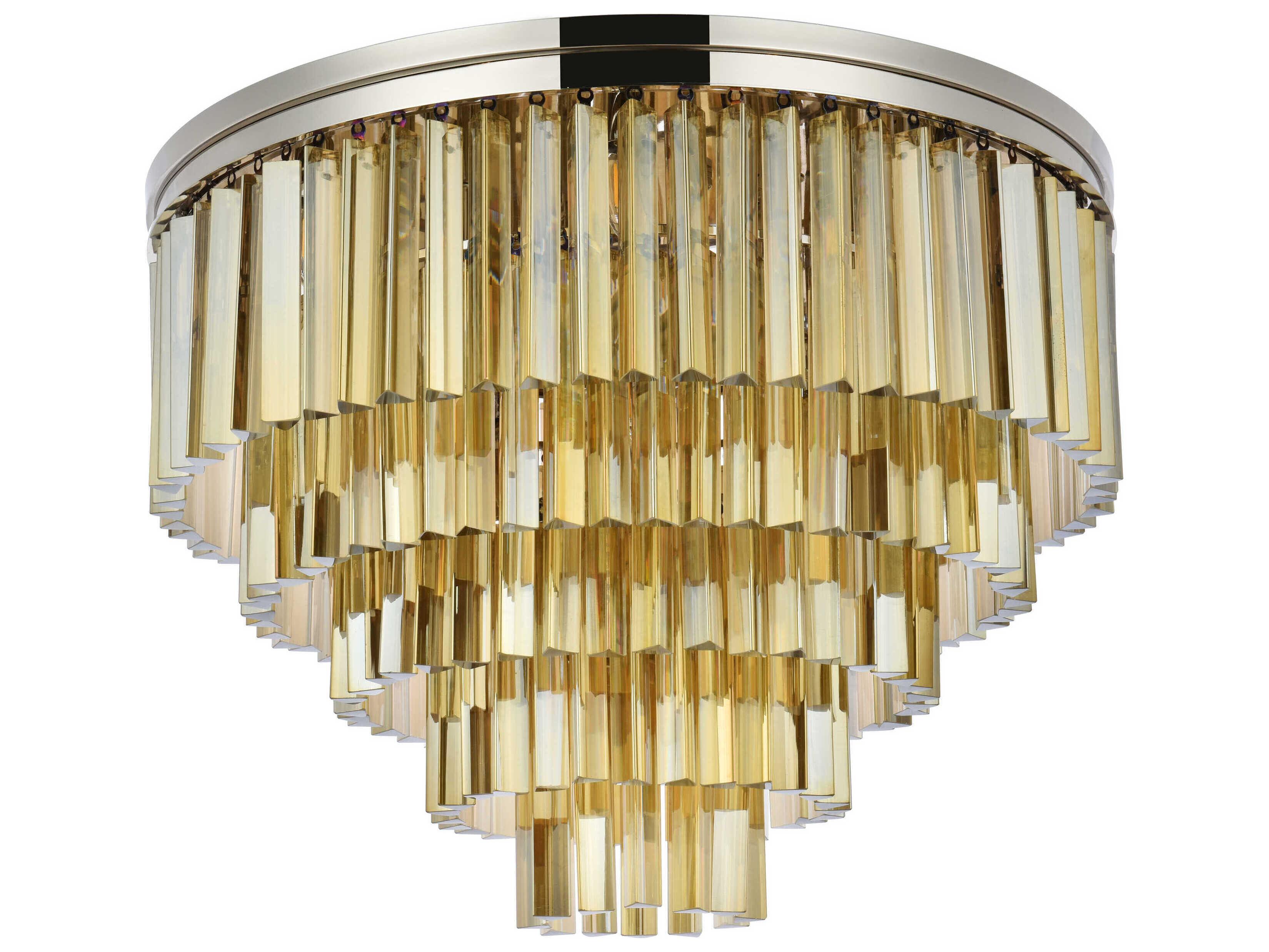 Elegant Lighting Sydney 17-Light Polished Nickel Crystal Tiered Flush Mount