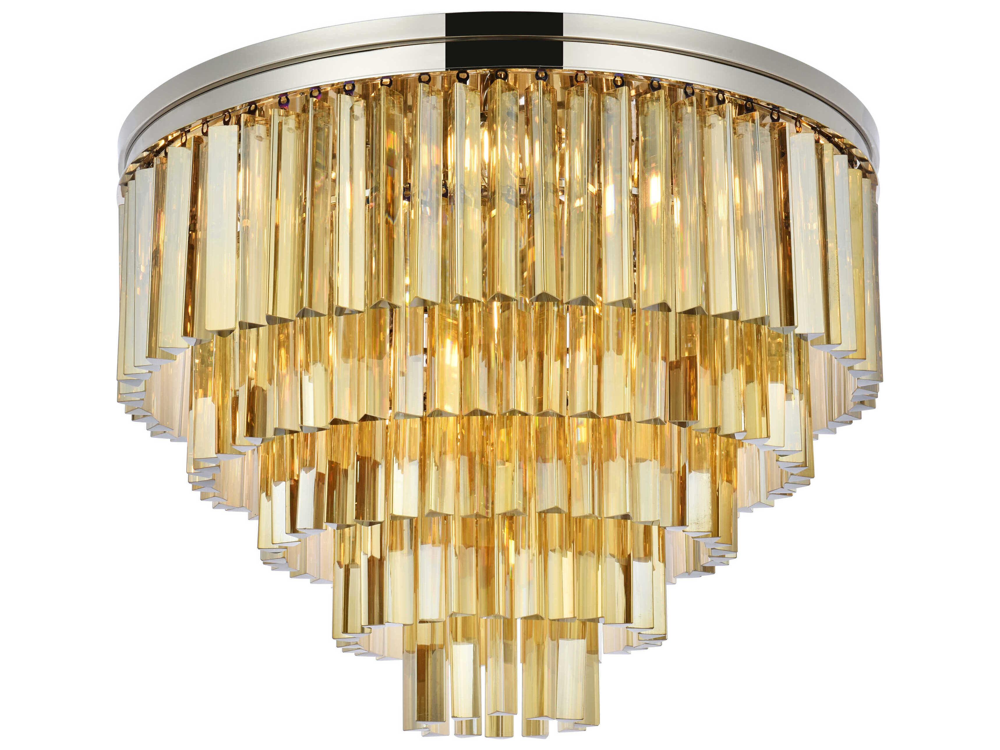 Elegant Lighting Sydney 17-Light Polished Nickel Crystal Tiered Flush Mount