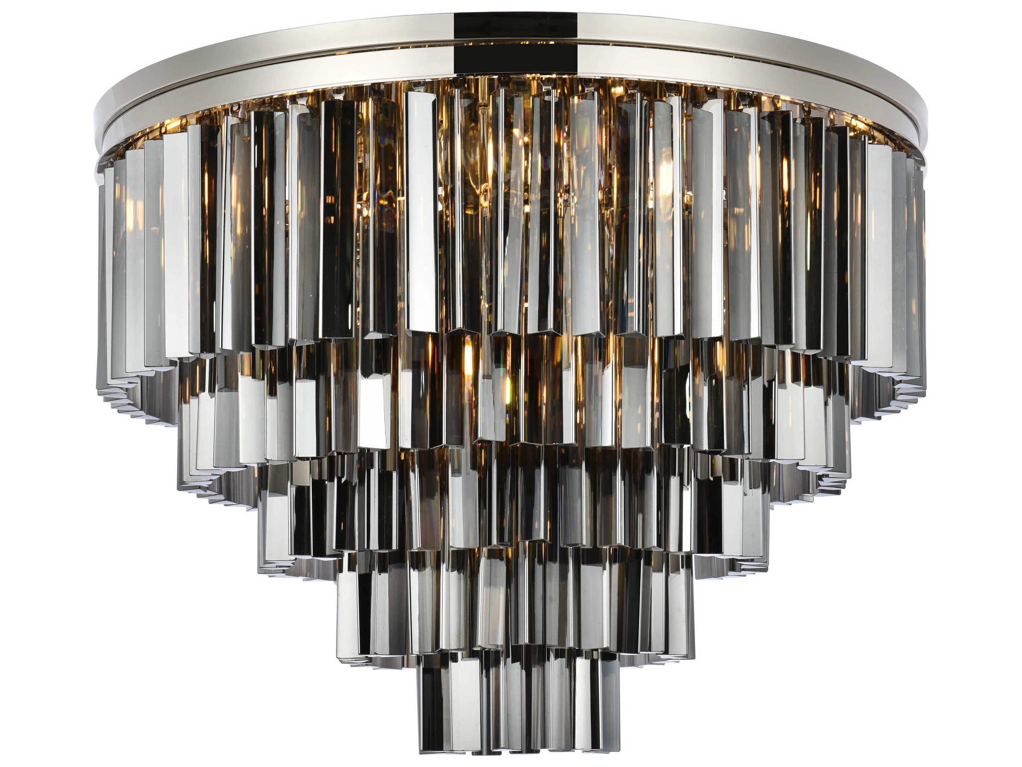 Elegant Lighting Sydney 17-Light Polished Nickel Silver Crystal Tiered Flush Mount