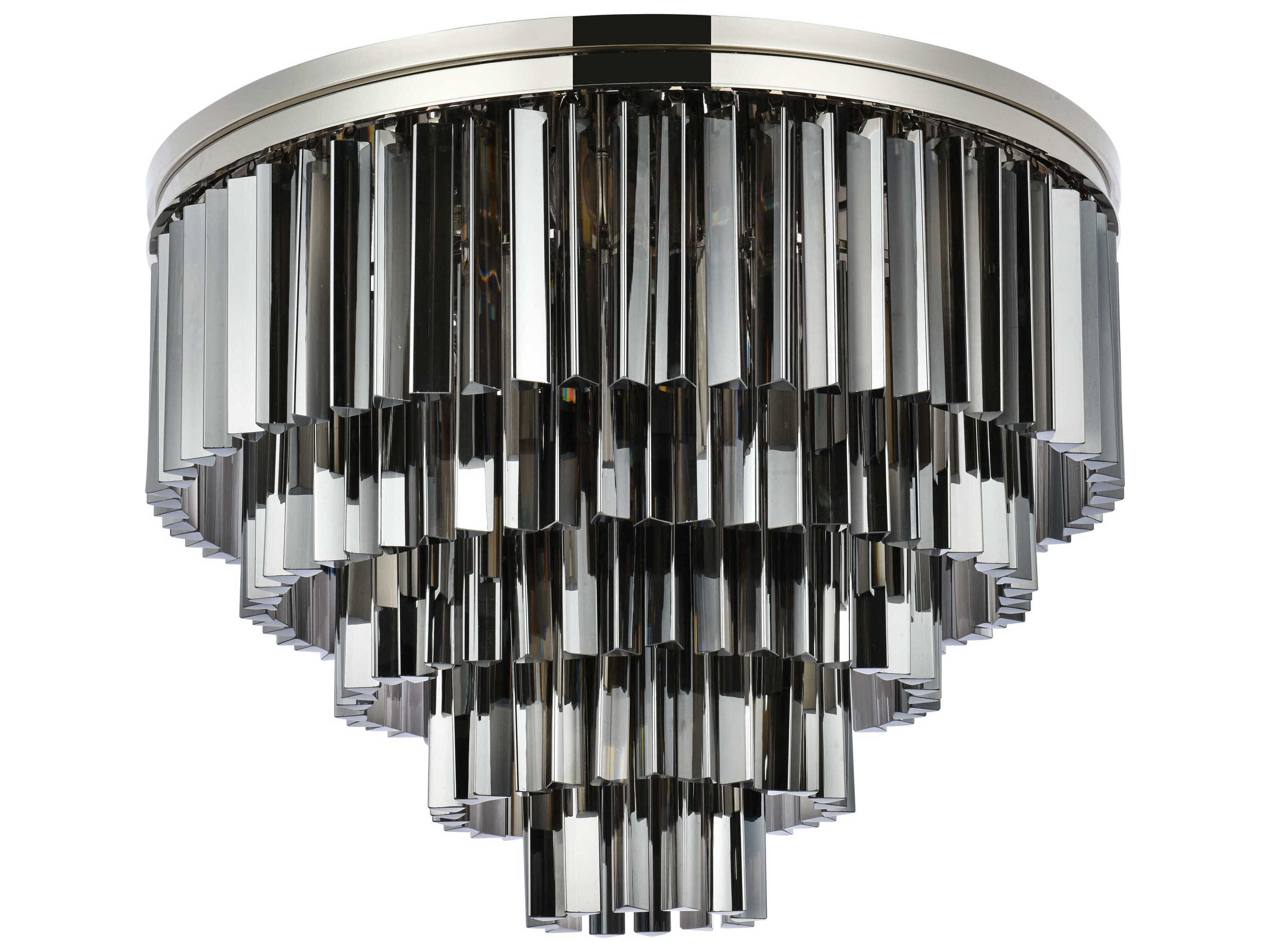 Elegant Lighting Sydney 17-Light Polished Nickel Silver Crystal Tiered Flush Mount