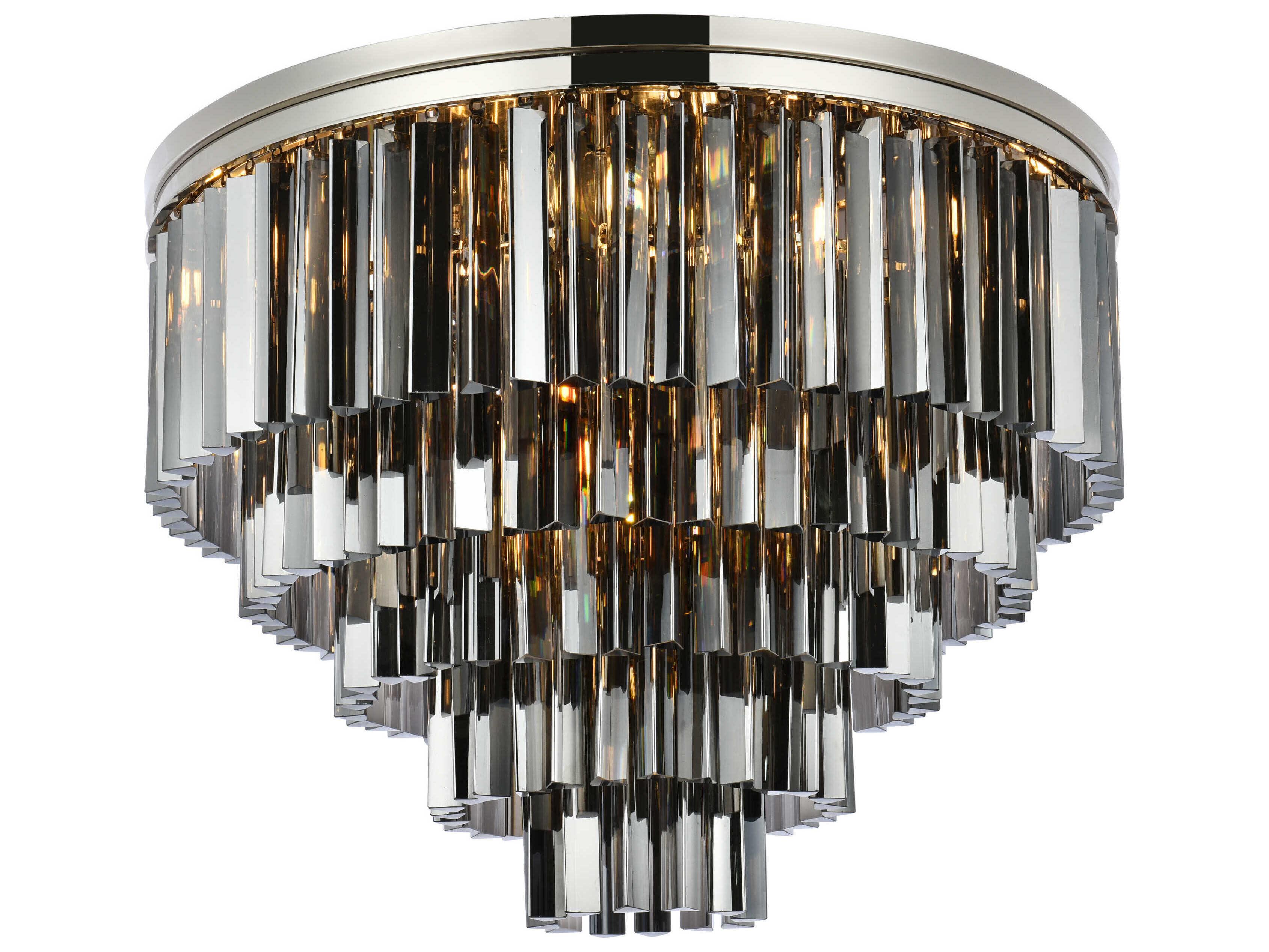Elegant Lighting Sydney 17-Light Polished Nickel Silver Crystal Tiered Flush Mount