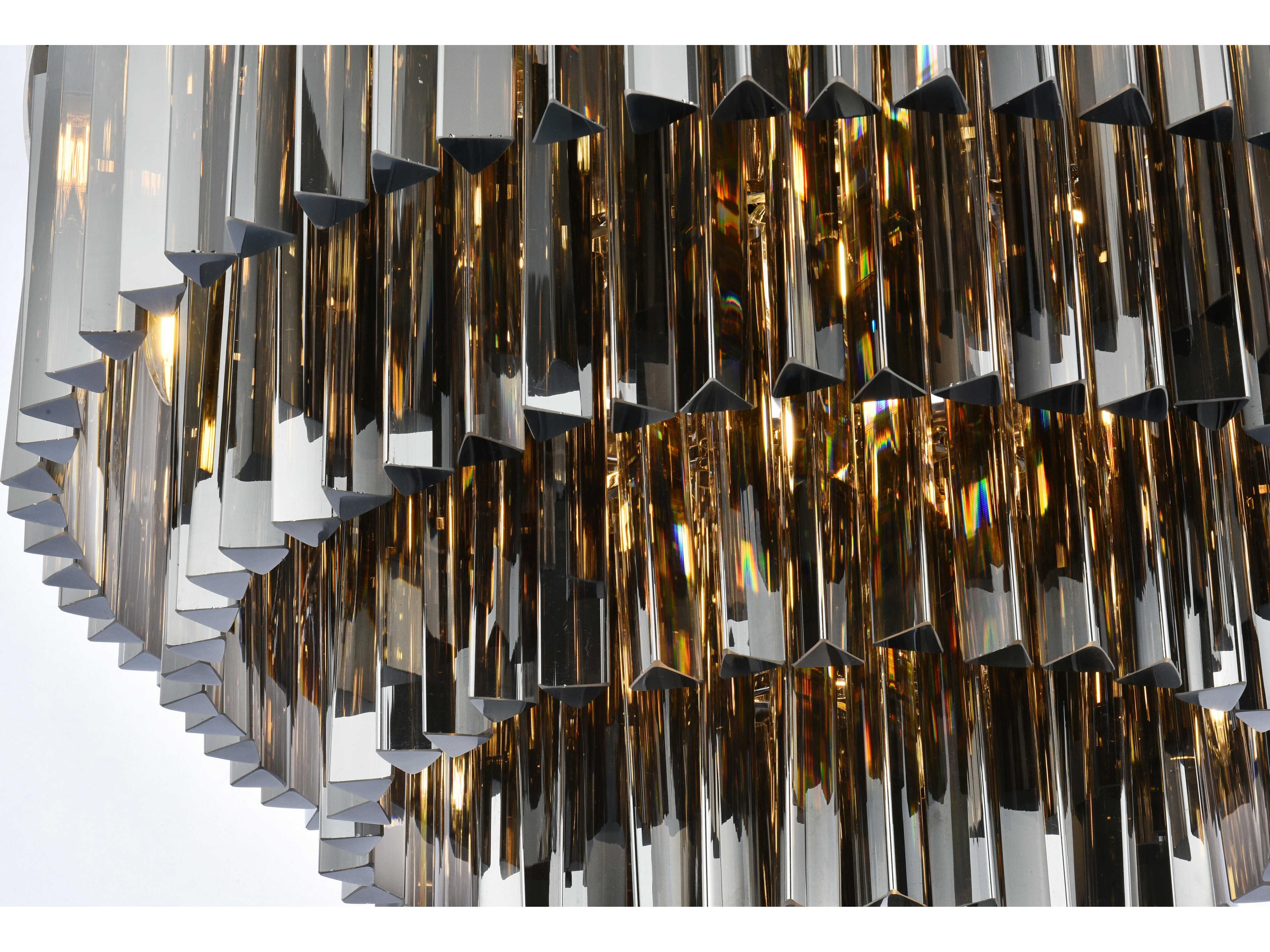 Elegant Lighting Sydney 17-Light Polished Nickel Silver Crystal Tiered Flush Mount