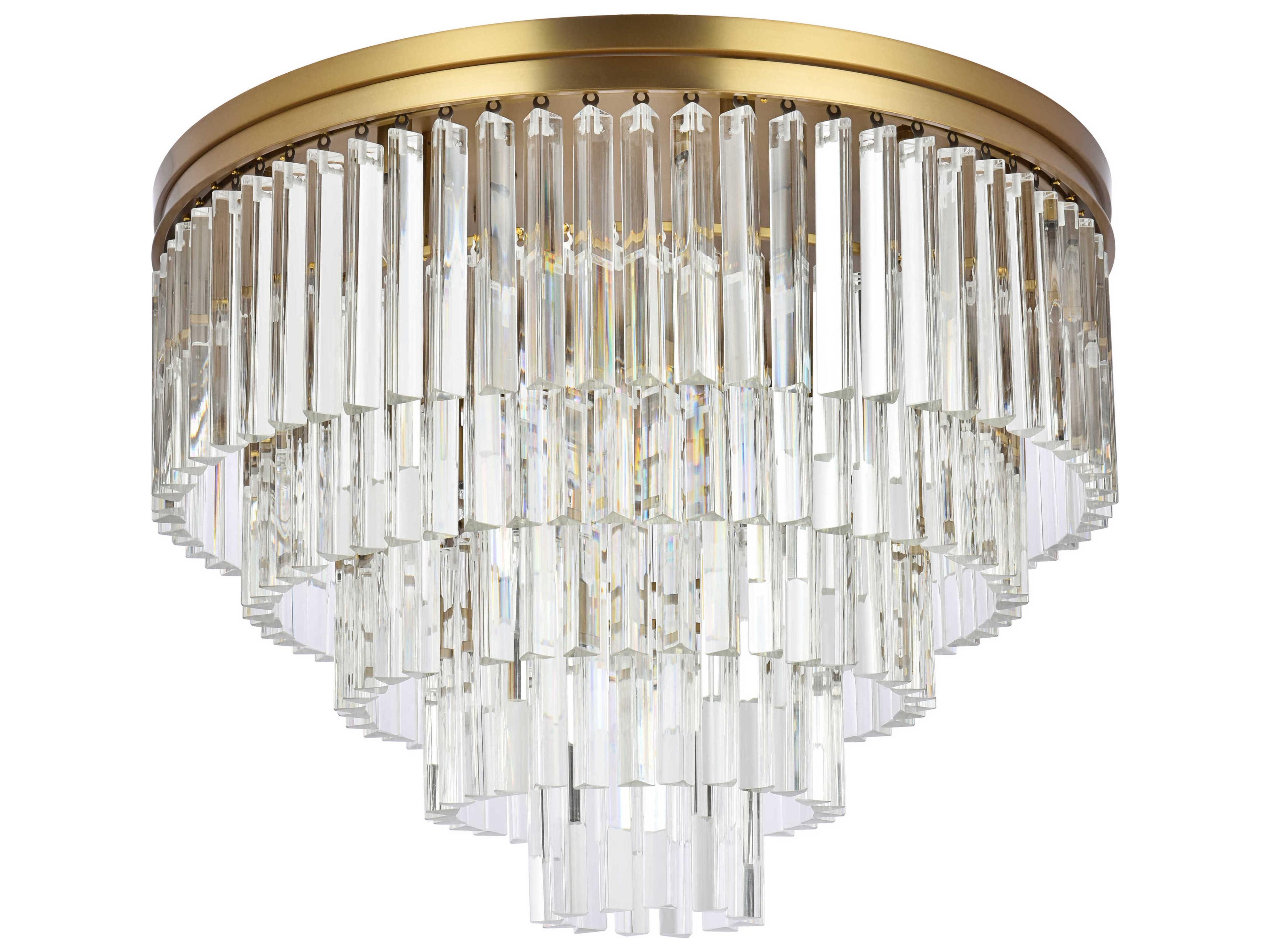 Elegant Lighting Sydney 17-Light Satin Gold Tiered Flush Mount