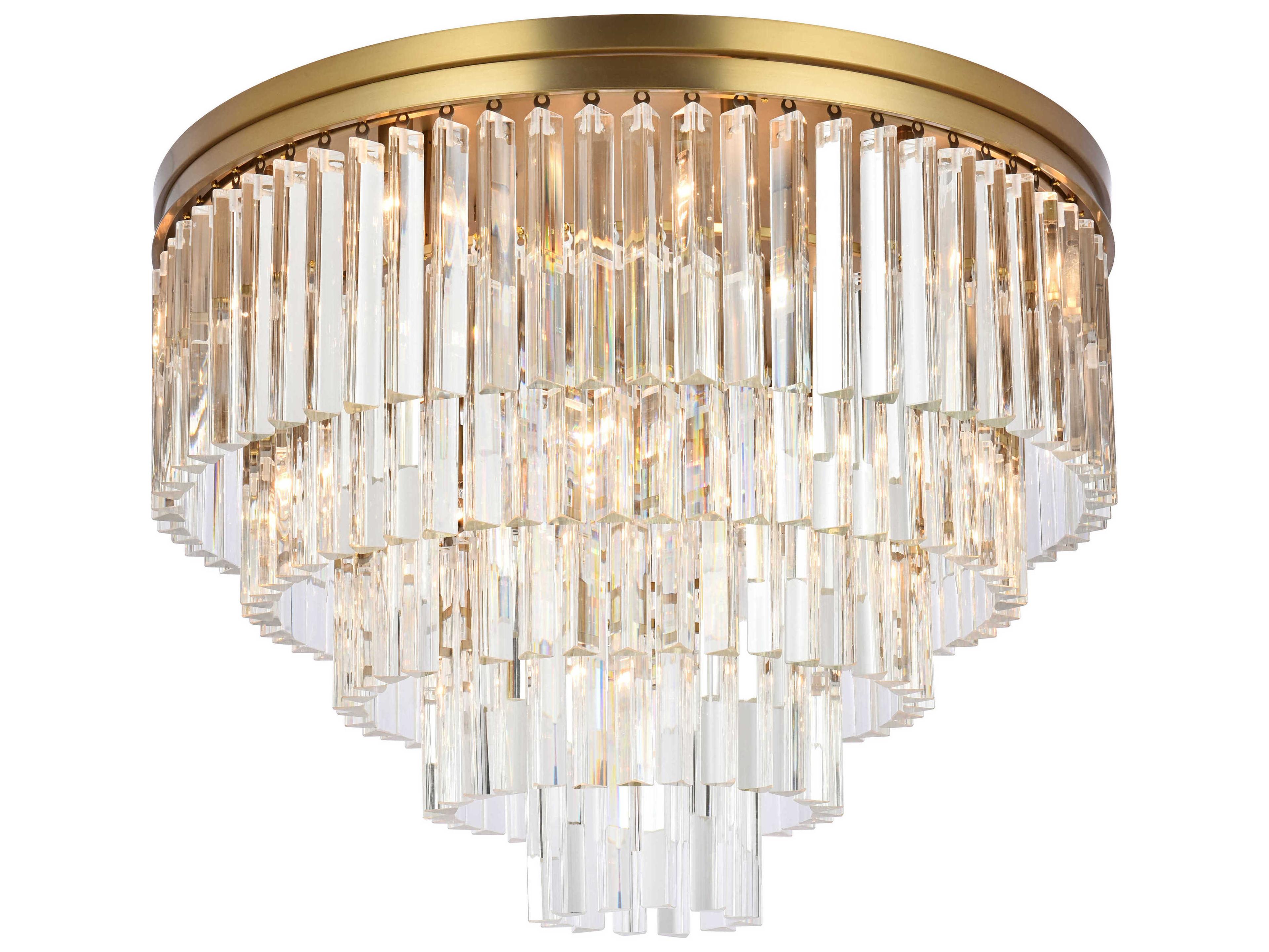Elegant Lighting Sydney 17-Light Satin Gold Tiered Flush Mount