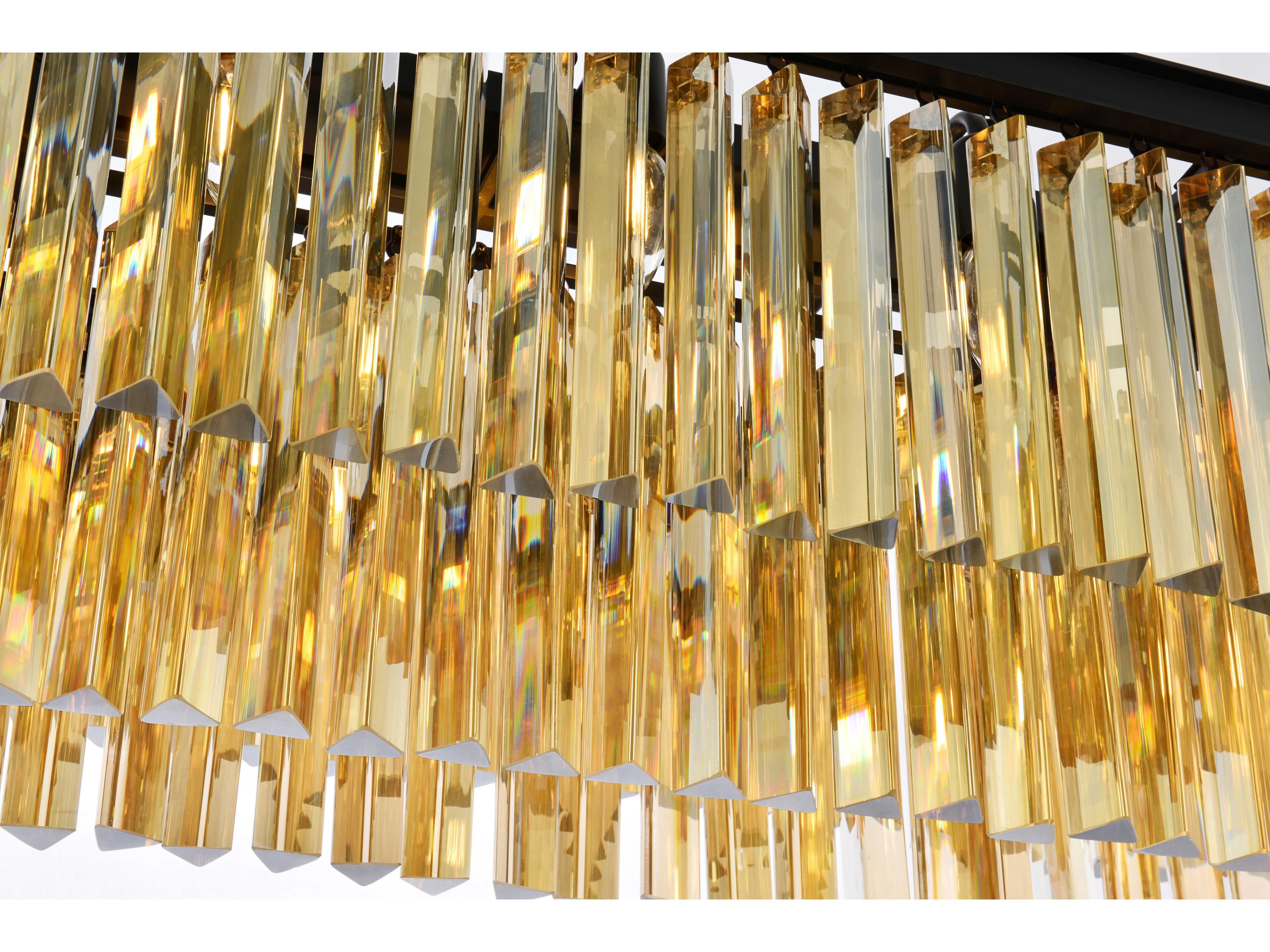 Elegant Lighting Sydney 12-Light Matte Black Gold Crystal Tiered Island Pendant