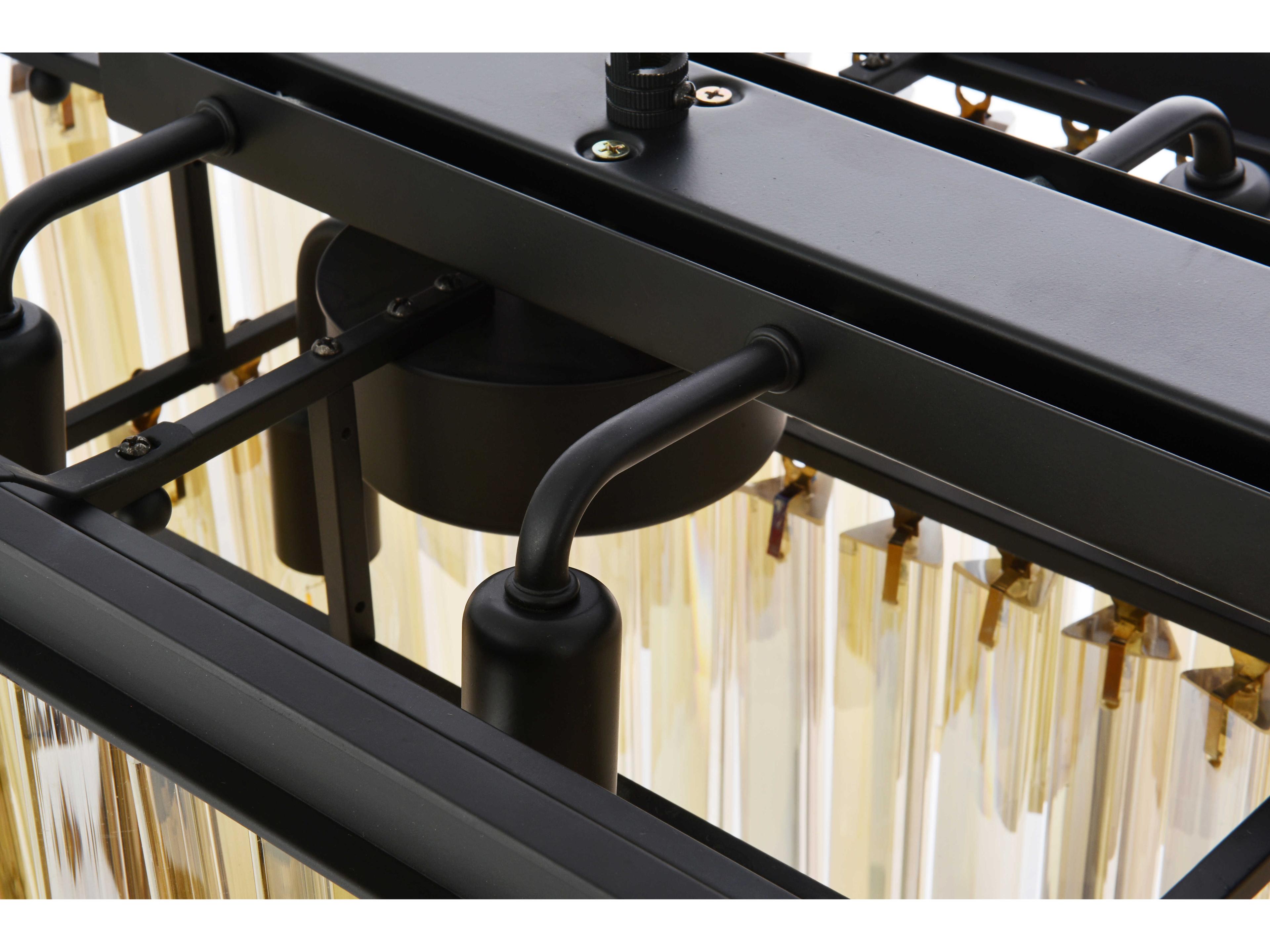 Elegant Lighting Sydney 12-Light Matte Black Gold Crystal Tiered Island Pendant