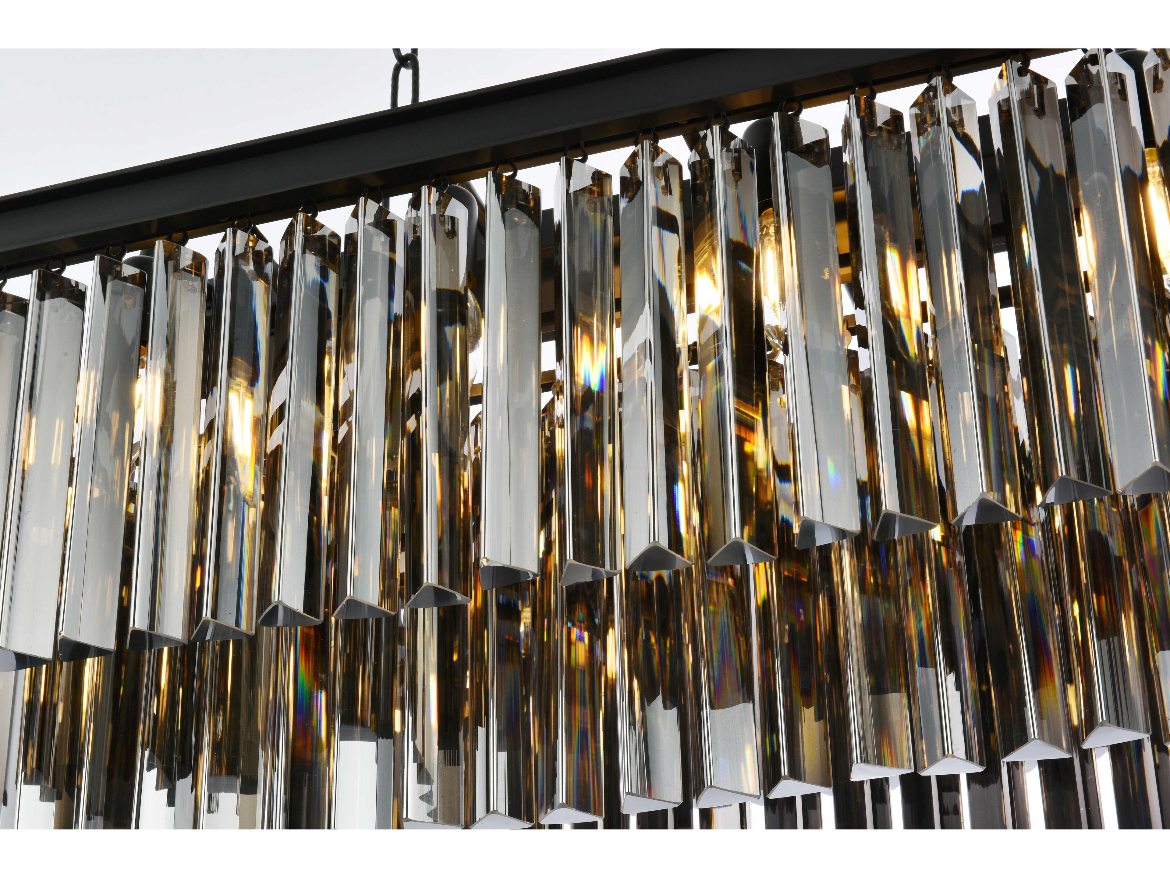 Elegant Lighting Sydney 12-Light Matte Black Silver Crystal Tiered Island Pendant
