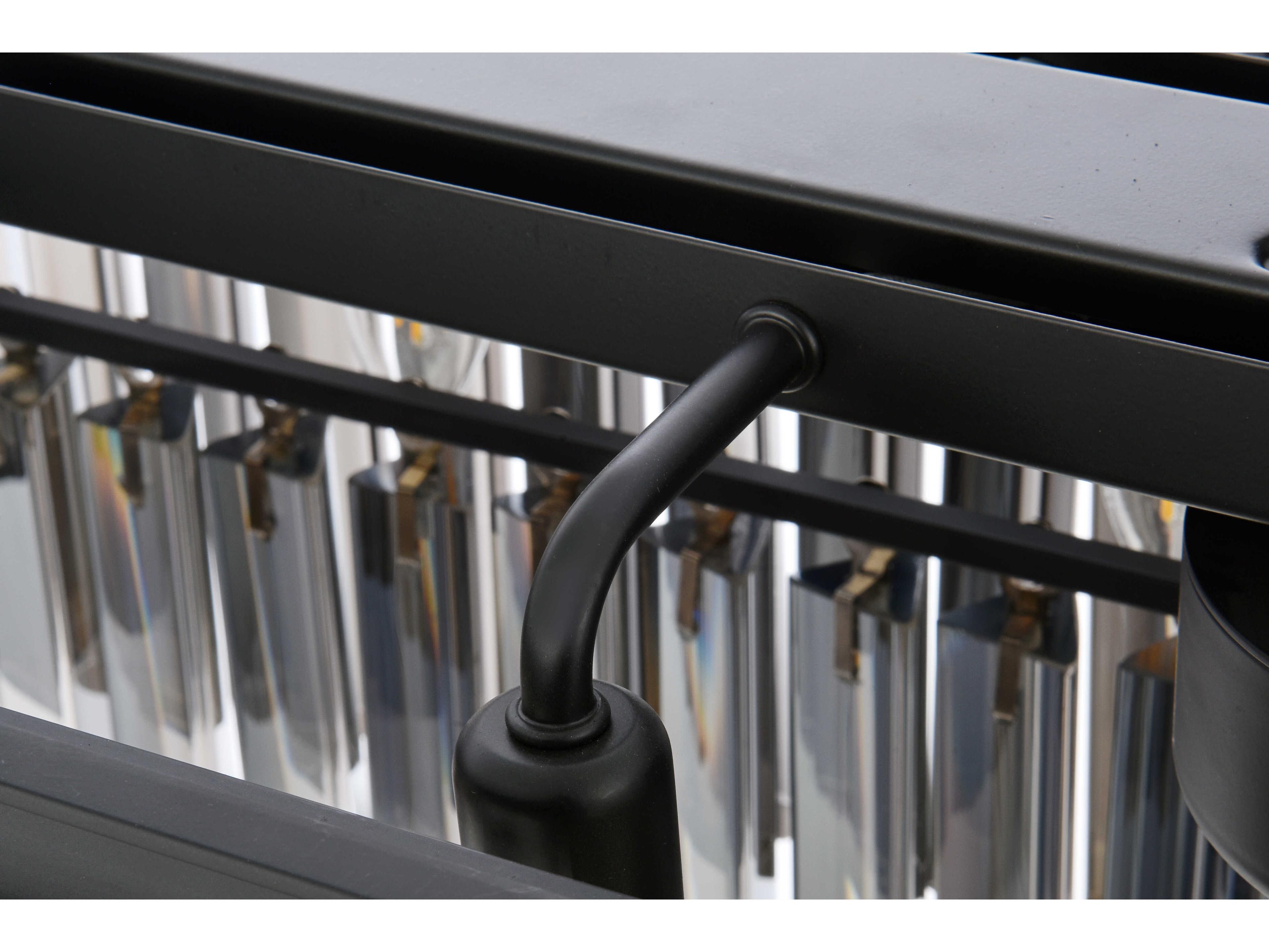 Elegant Lighting Sydney 12-Light Matte Black Silver Crystal Tiered Island Pendant