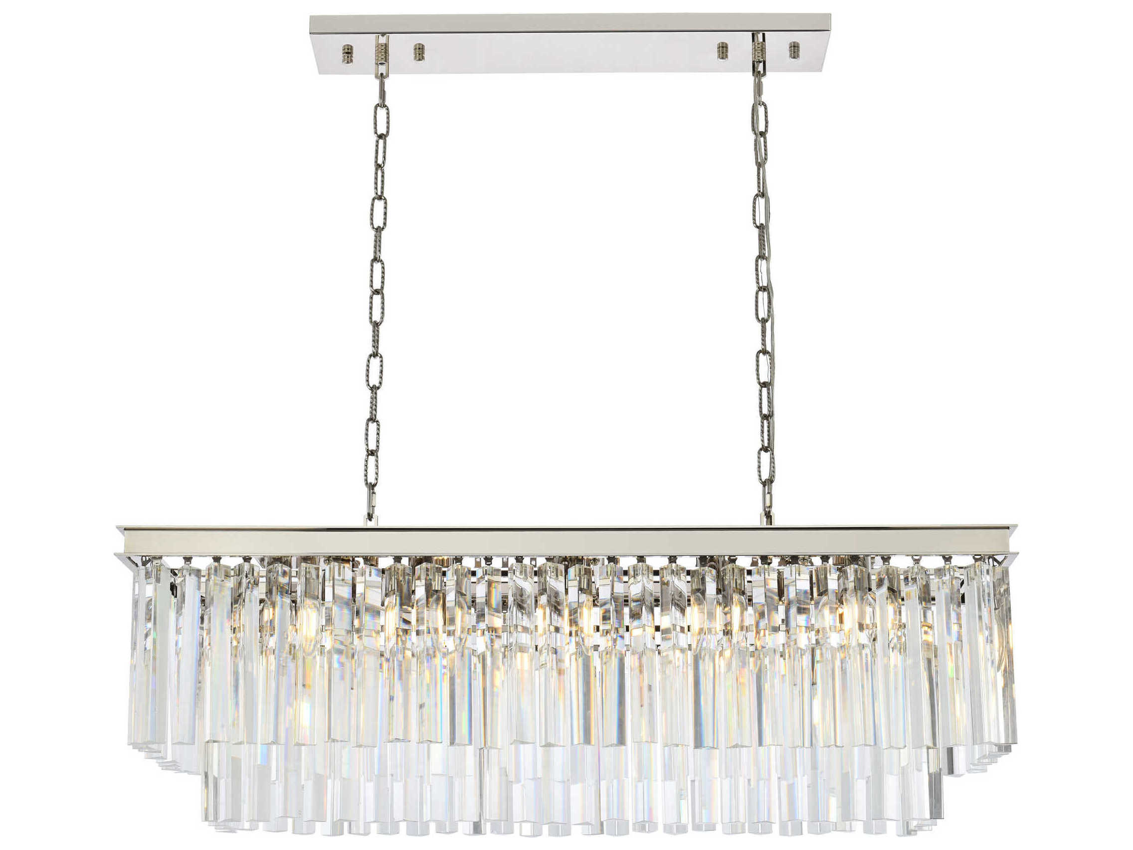 Elegant Lighting Sydney 12-Light Polished Nickel Clear Crystal Tiered Island Pendant