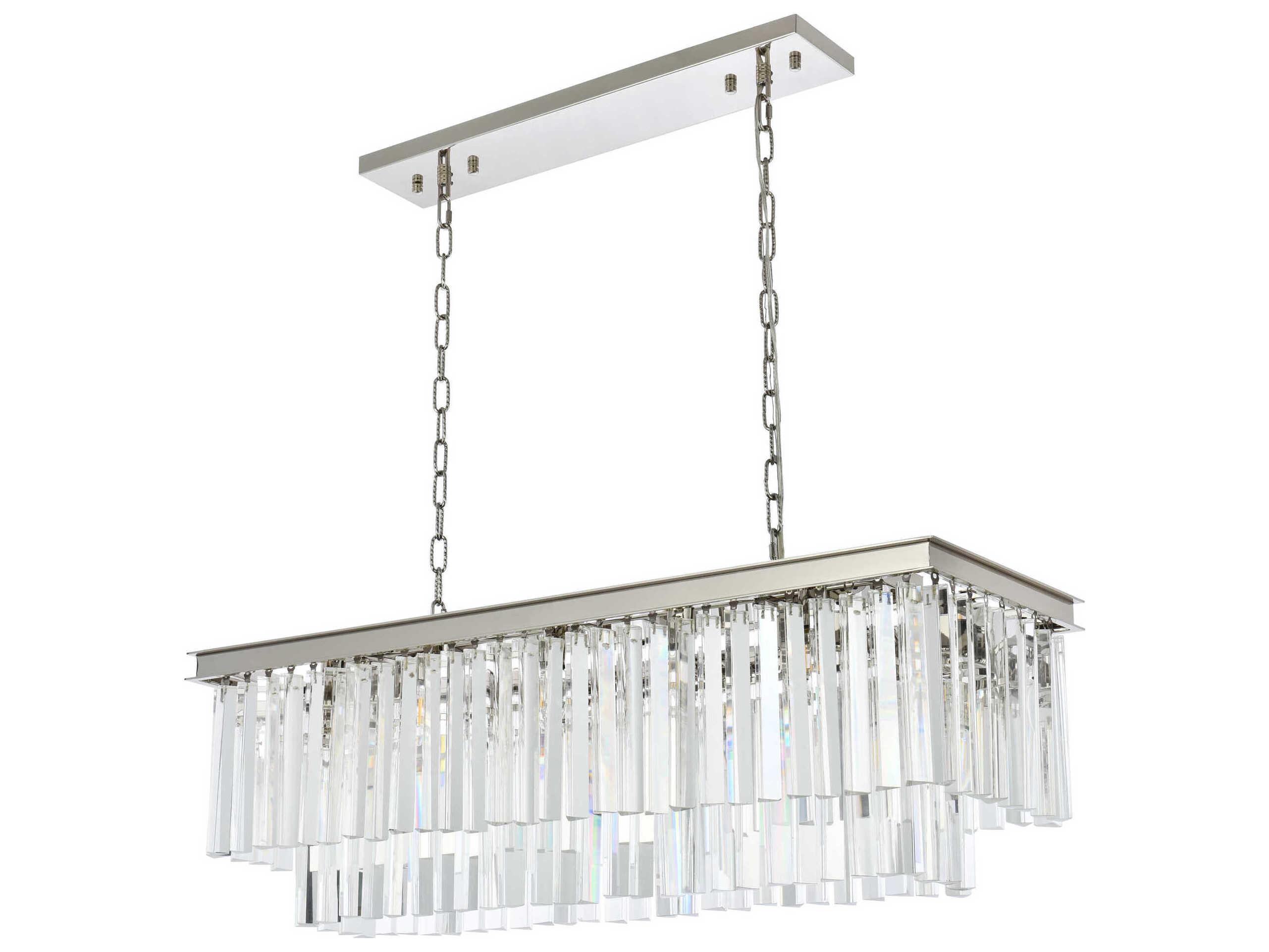 Elegant Lighting Sydney 12-Light Polished Nickel Clear Crystal Tiered Island Pendant