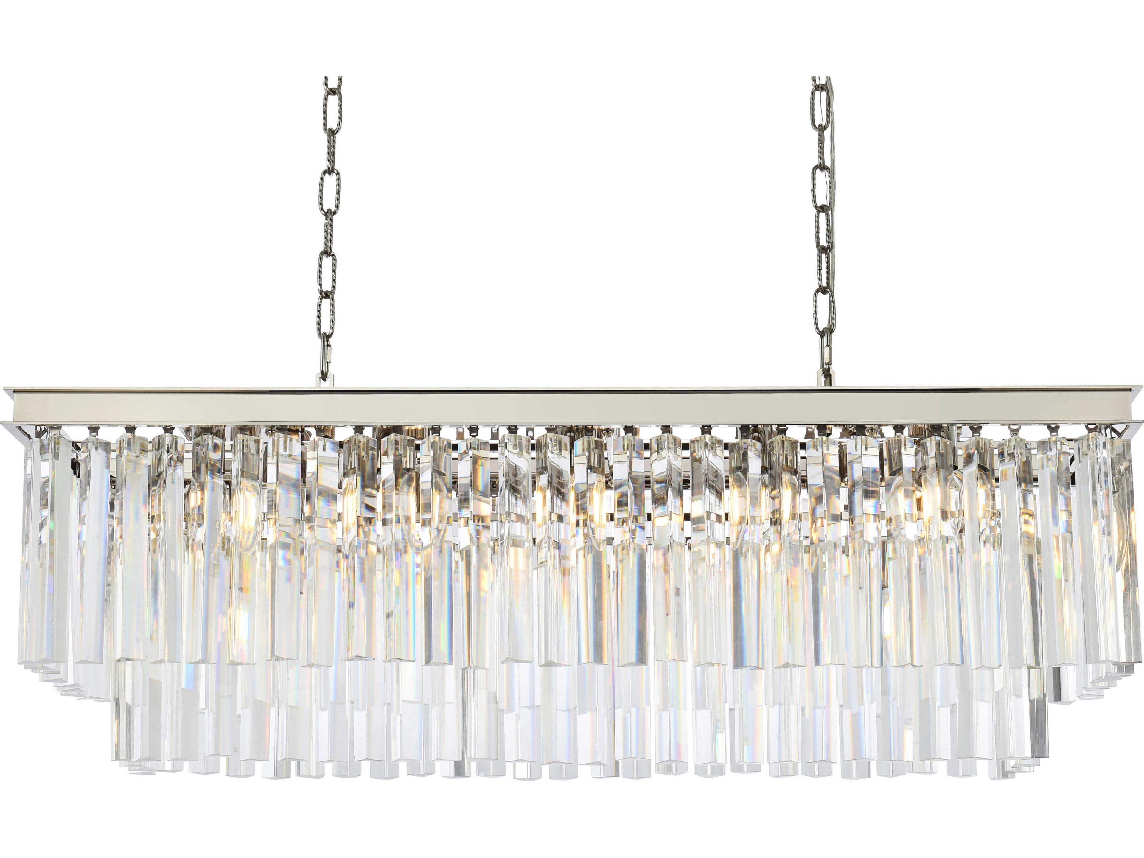 Elegant Lighting Sydney 12-Light Polished Nickel Clear Crystal Tiered Island Pendant