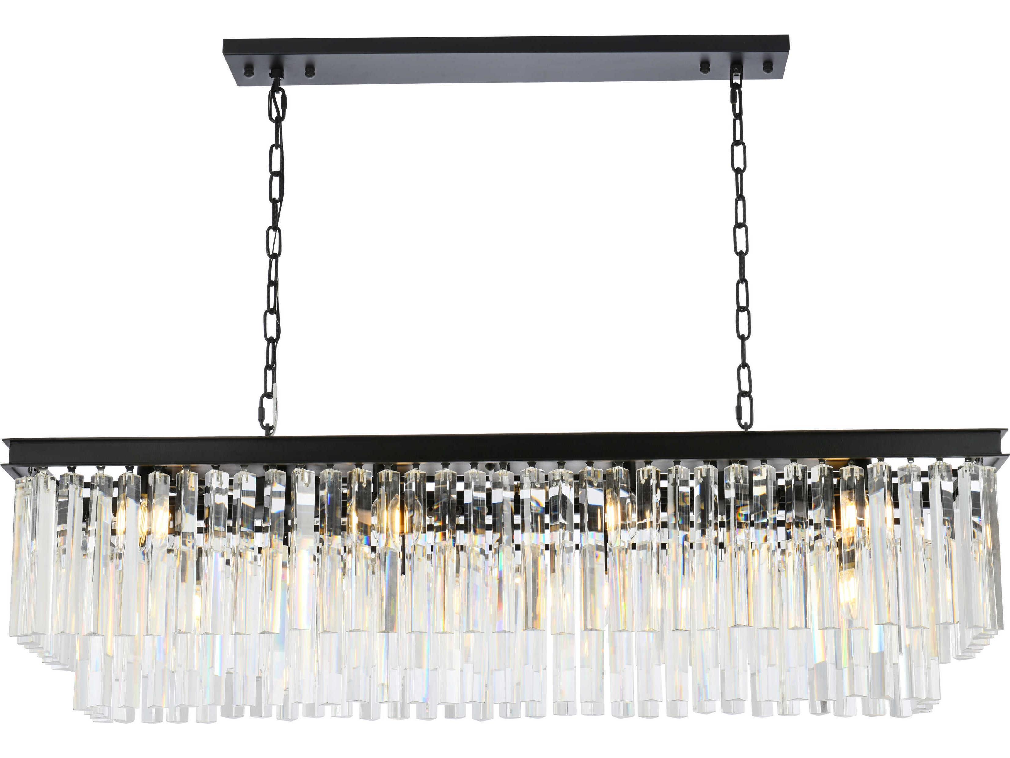 Elegant Lighting Urban 12-Light Mocha Brown Clear Crystal Tiered Island Pendant