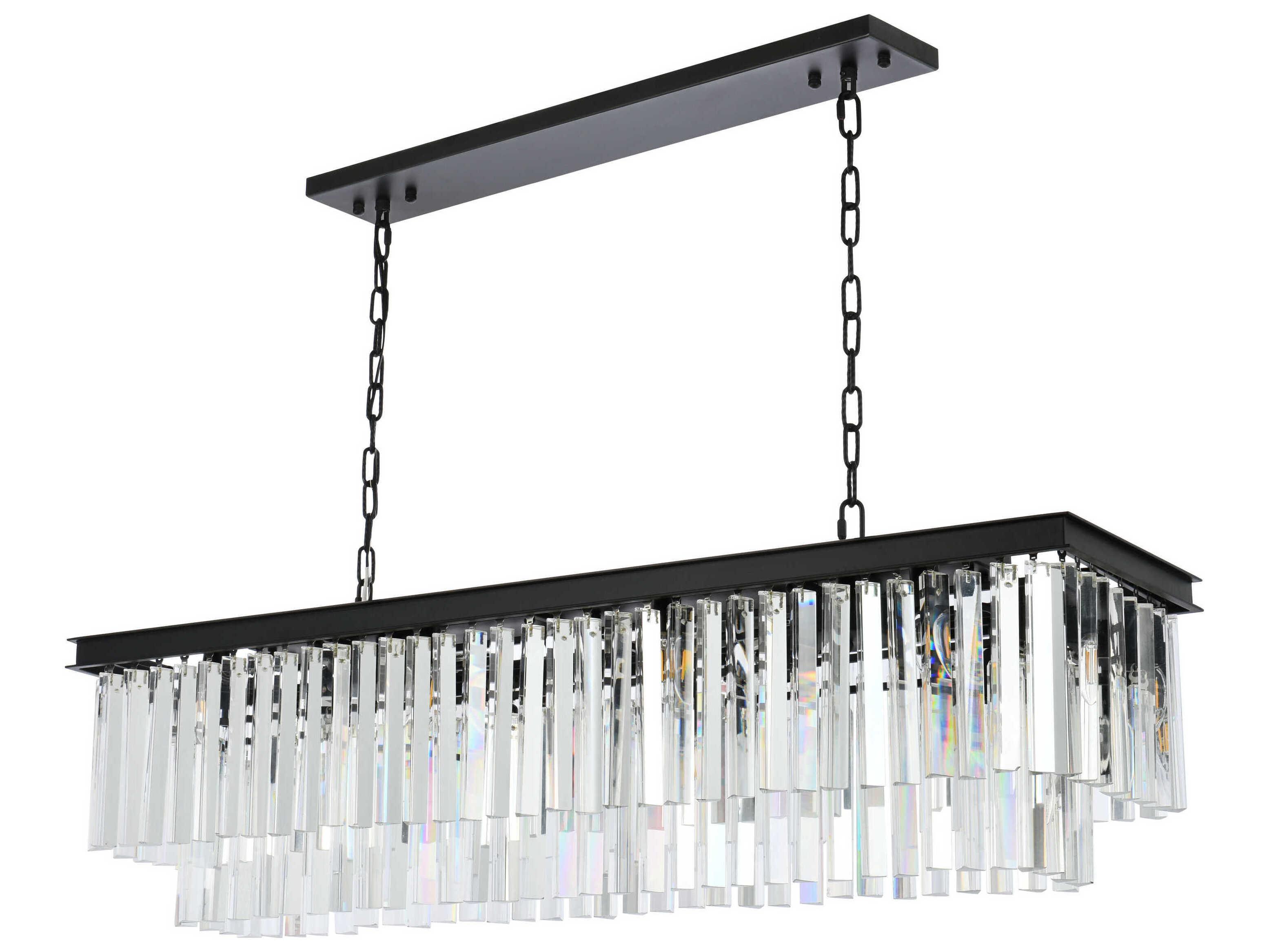 Elegant Lighting Urban 12-Light Mocha Brown Clear Crystal Tiered Island Pendant