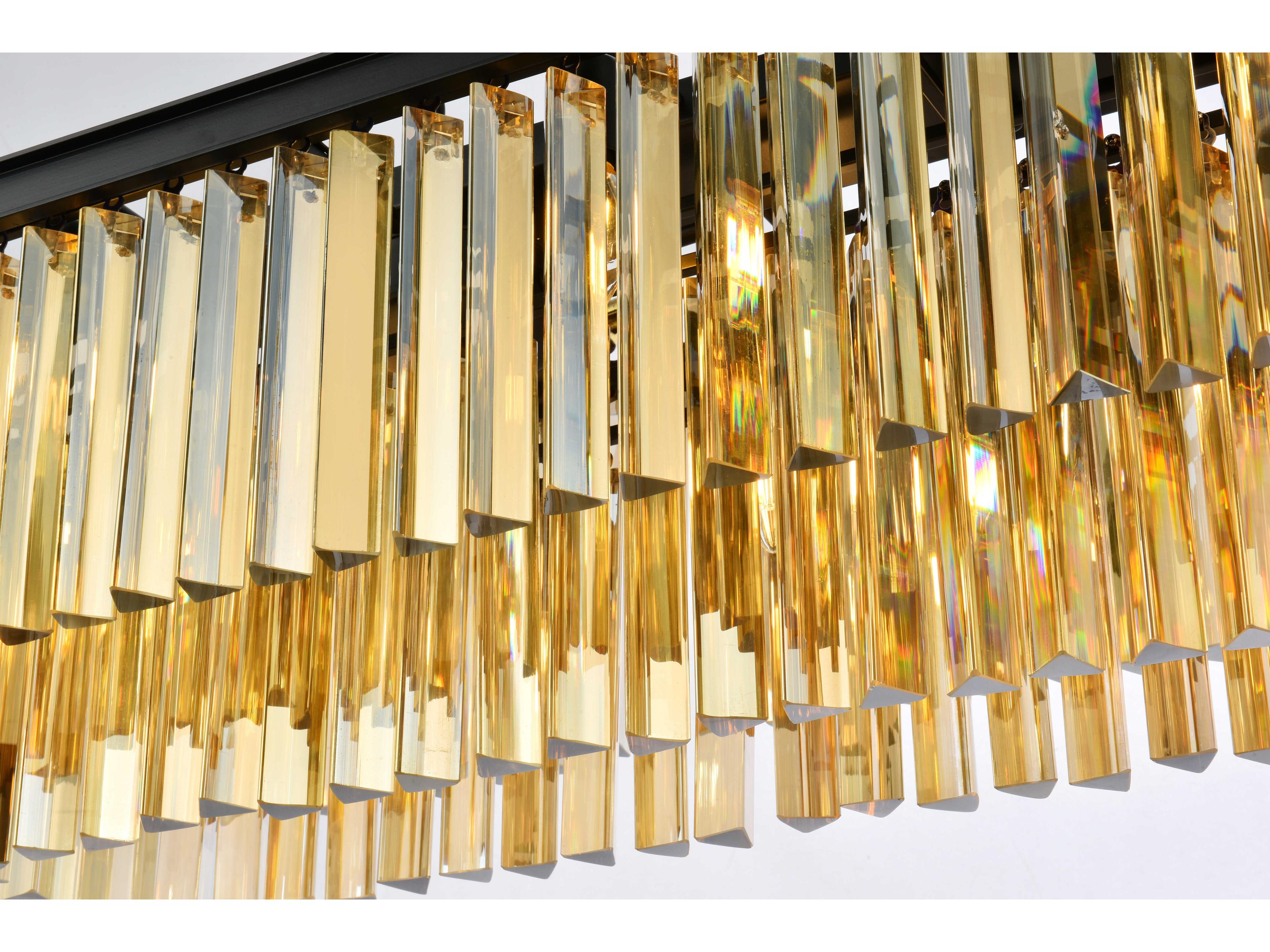 Elegant Lighting Sydney 12-Light Matte Black Gold Crystal Tiered Island Pendant