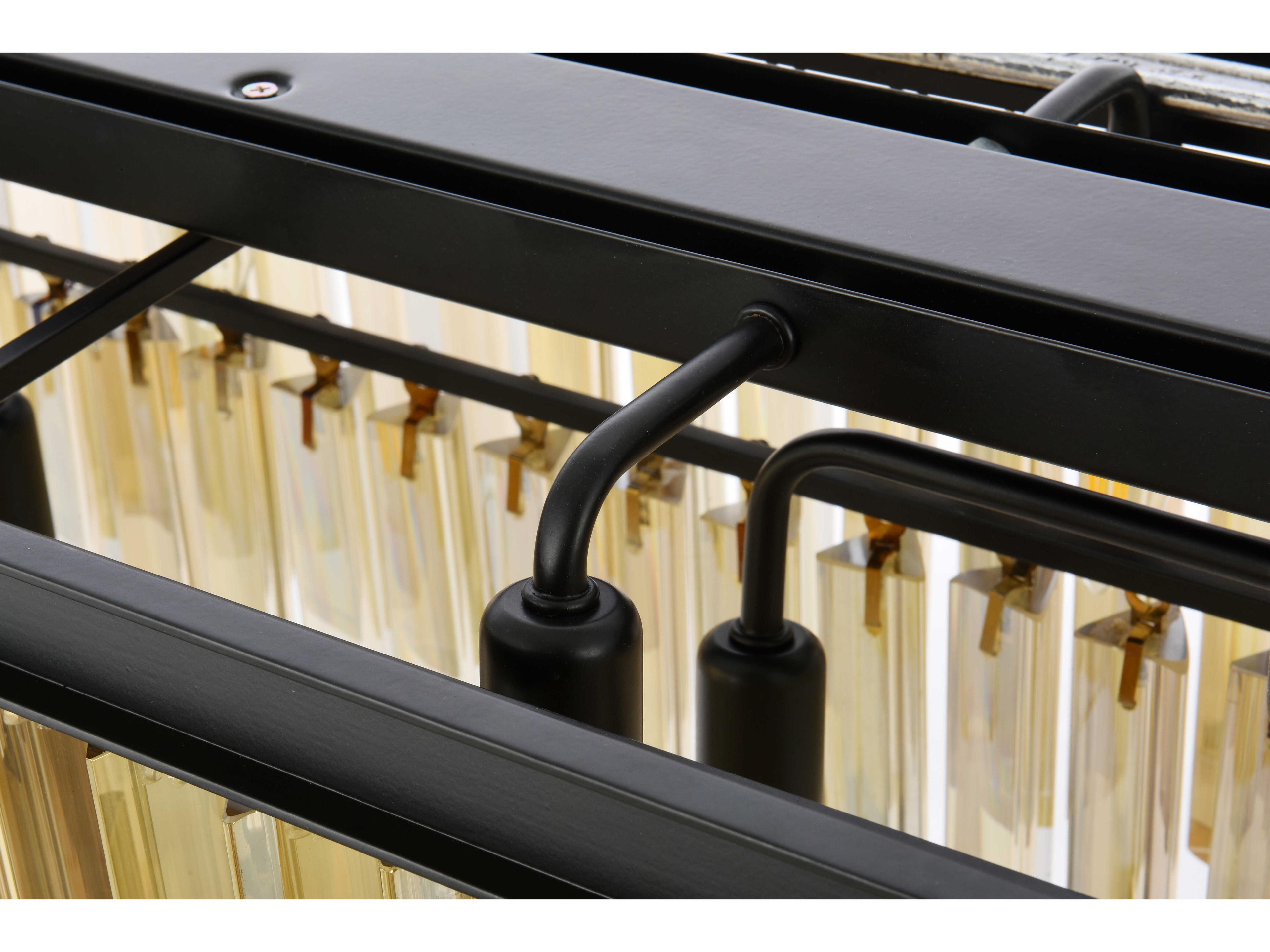 Elegant Lighting Sydney 12-Light Matte Black Gold Crystal Tiered Island Pendant