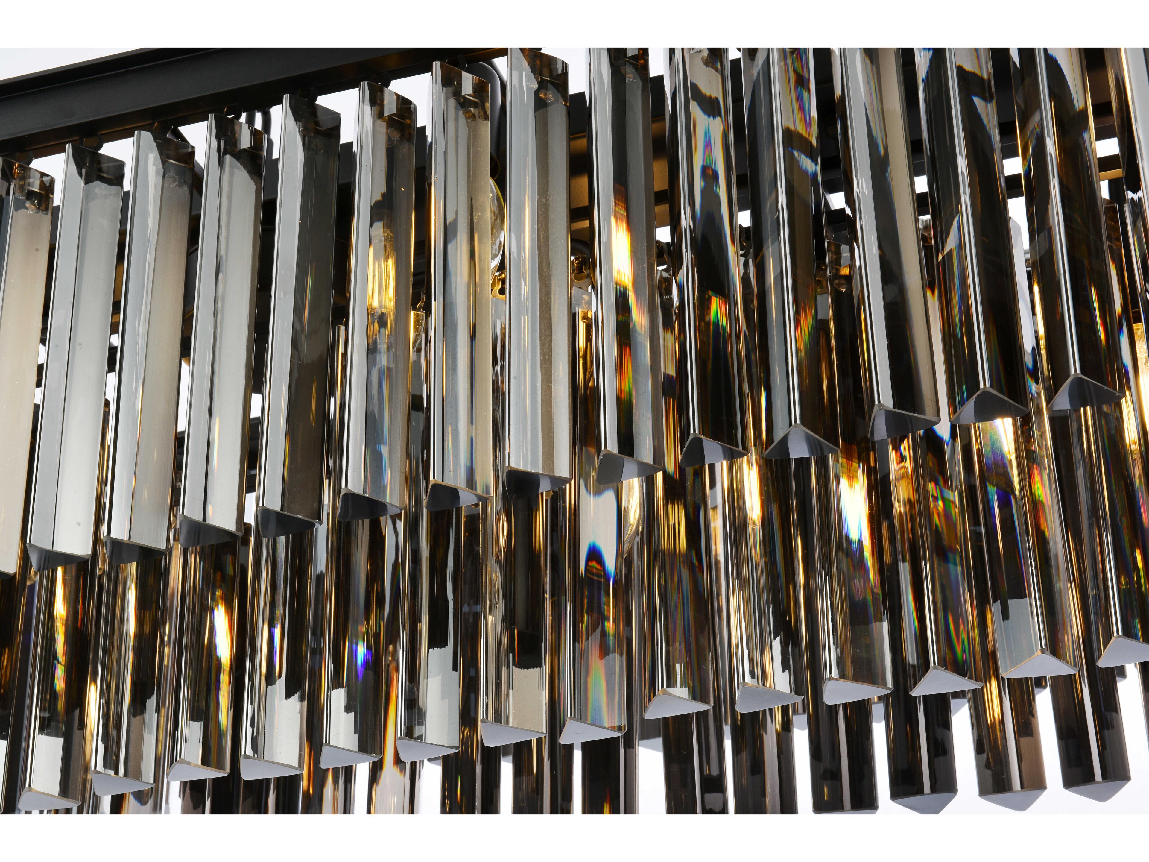 Elegant Lighting Sydney 12-Light Matte Black Silver Crystal Tiered Island Pendant