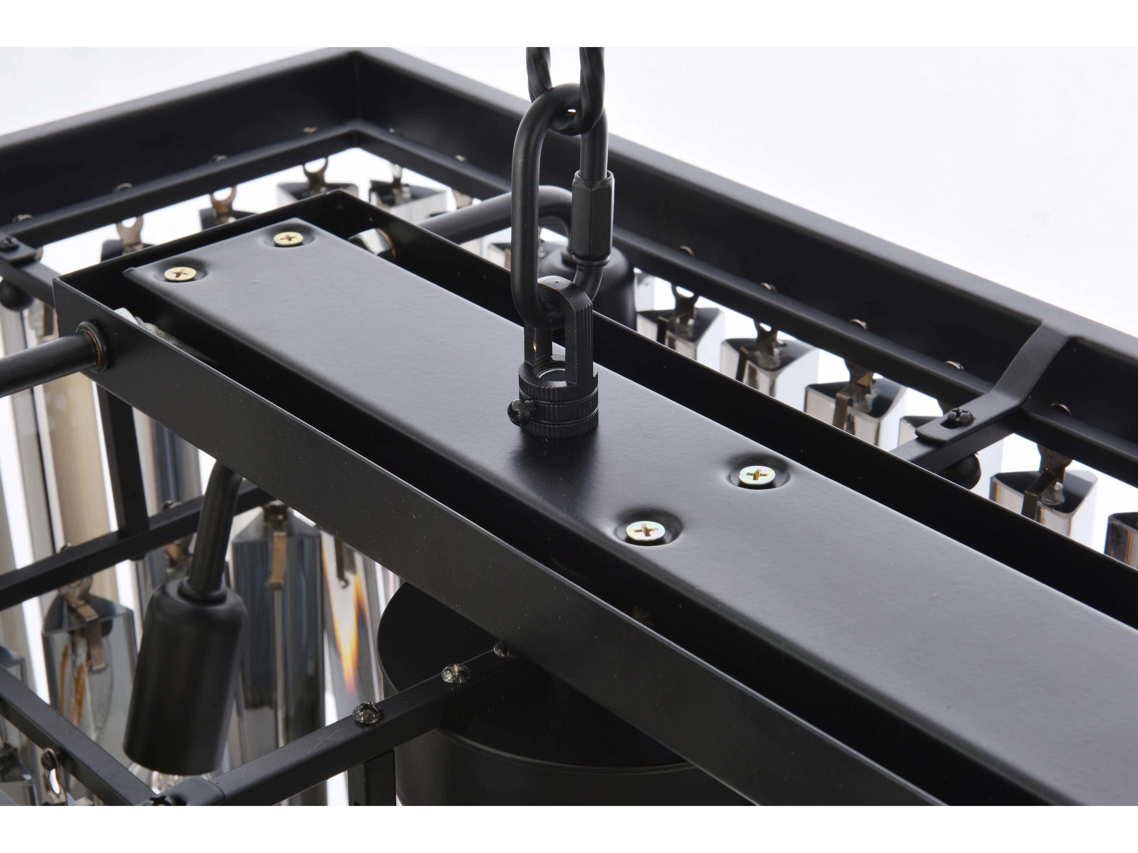 Elegant Lighting Sydney 12-Light Matte Black Silver Crystal Tiered Island Pendant